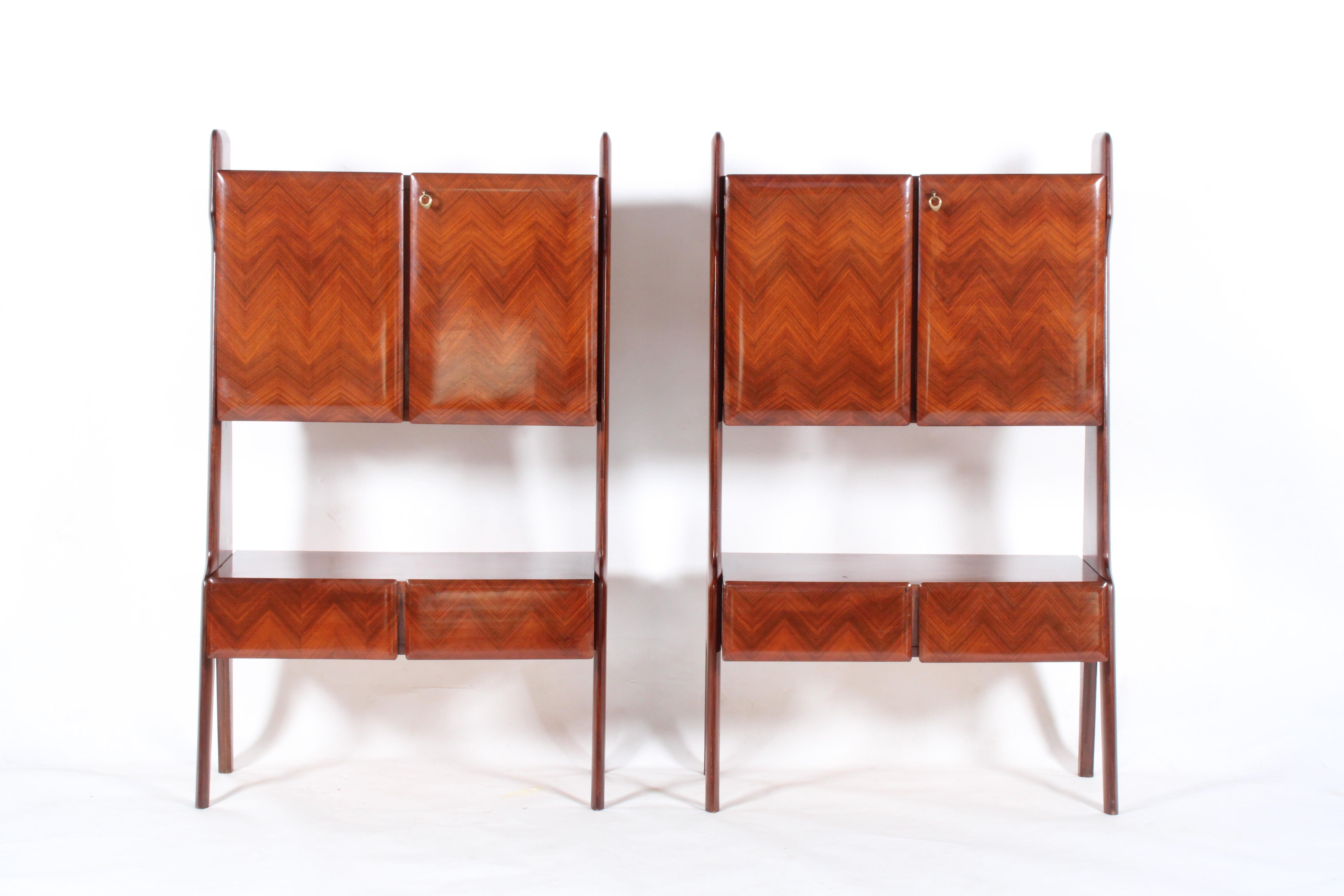 Striking Pair Of Free Standing Mid Century Italian Storage Cabinets For Sale 11