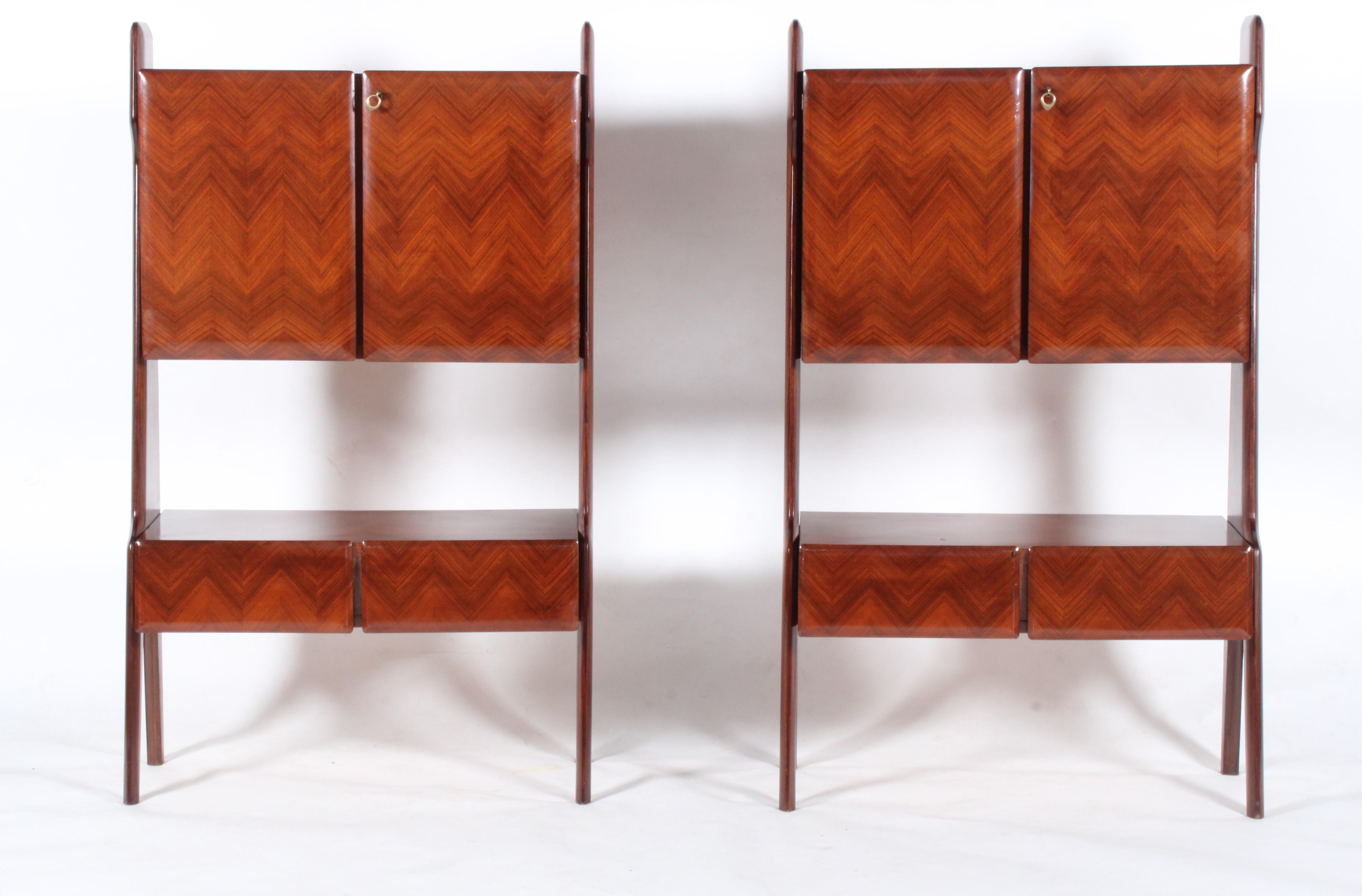 Sourced from a private collector in the beautiful city of Savona, this rare and magnificent pair of authentic mid century Italian free standing storage units are a very special find and we are truly delighted to offer them for sale in our