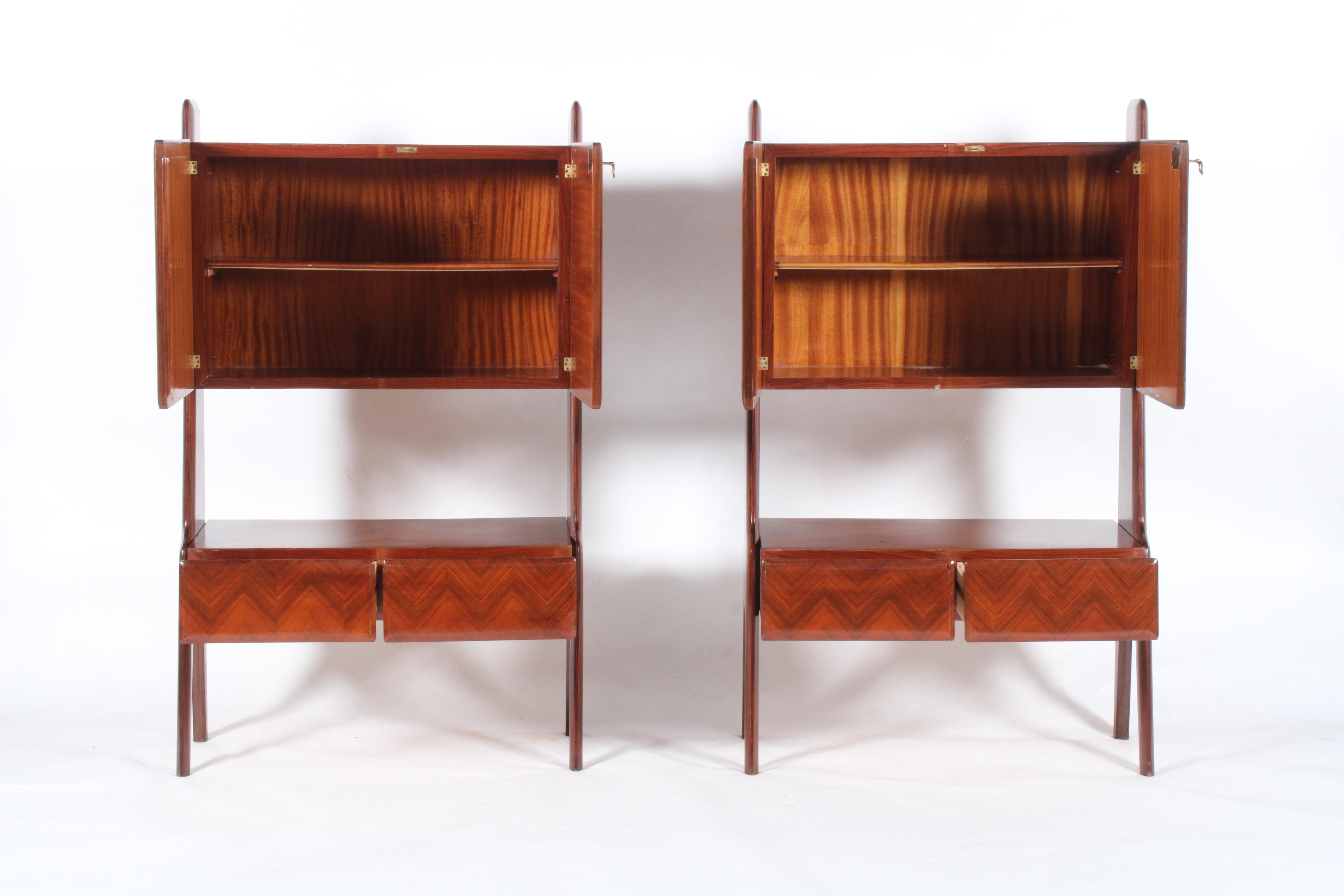 Mid-20th Century Striking Pair Of Free Standing Mid Century Italian Storage Cabinets For Sale