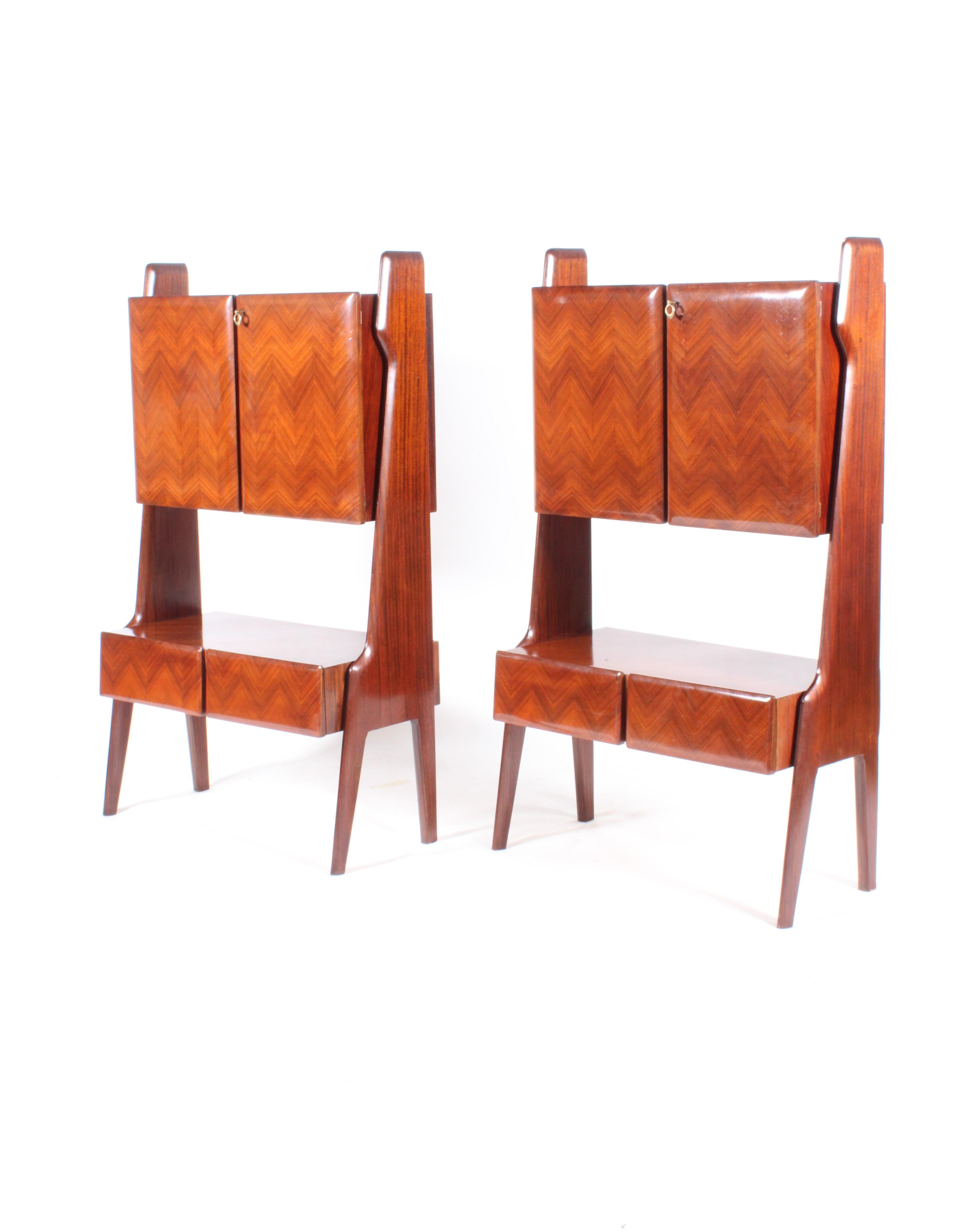 Striking Pair Of Free Standing Mid Century Italian Storage Cabinets For Sale 2