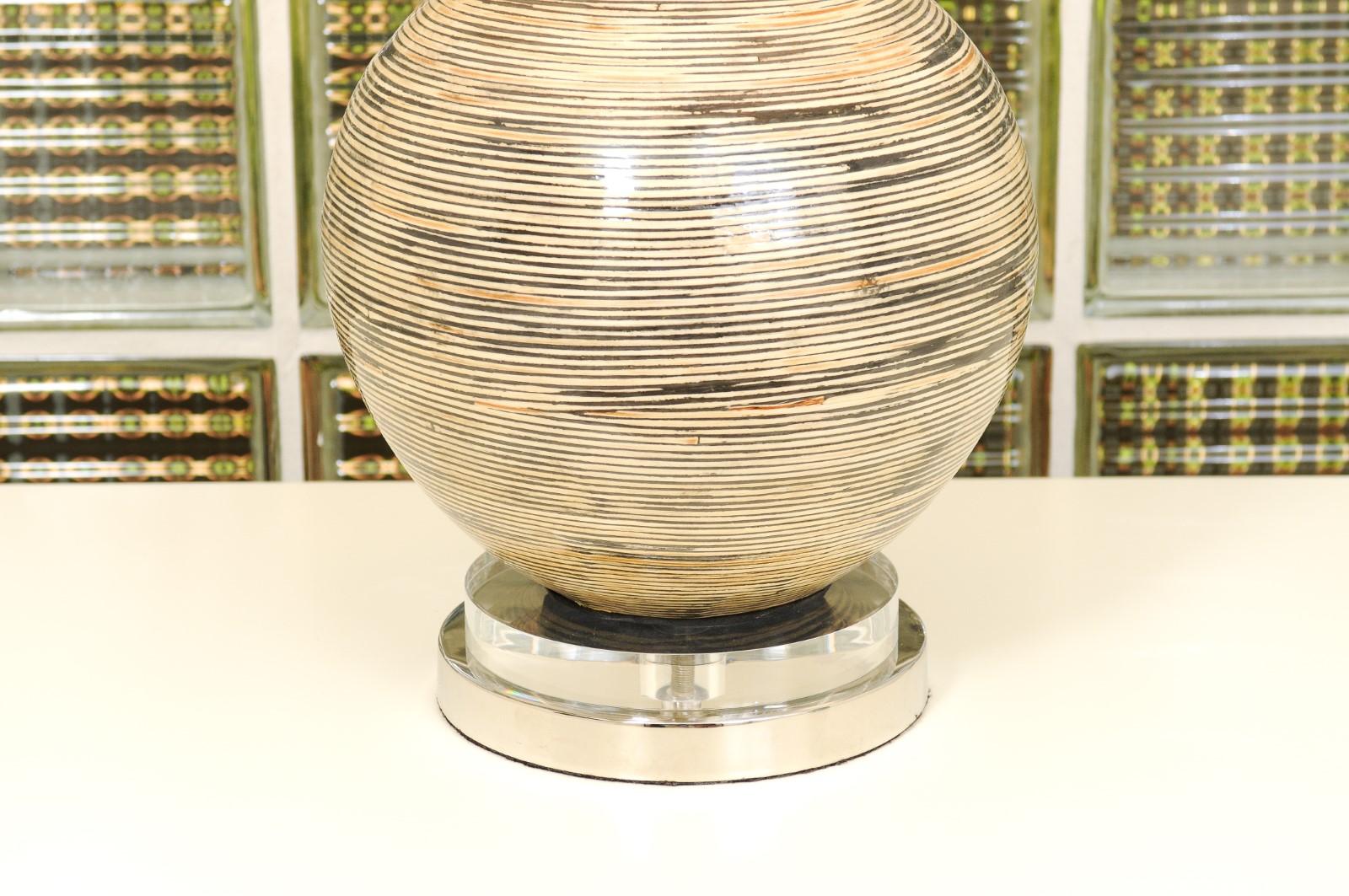 Auffälliges Paar handgefertigter Bambusgefäße, um 1990, als neue maßgeschneiderte Lampen (Unbekannt) im Angebot