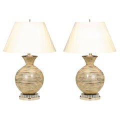 Striking Pair of Hand-Made Bamboo Vessels, circa 1990, as New Custom Lamps