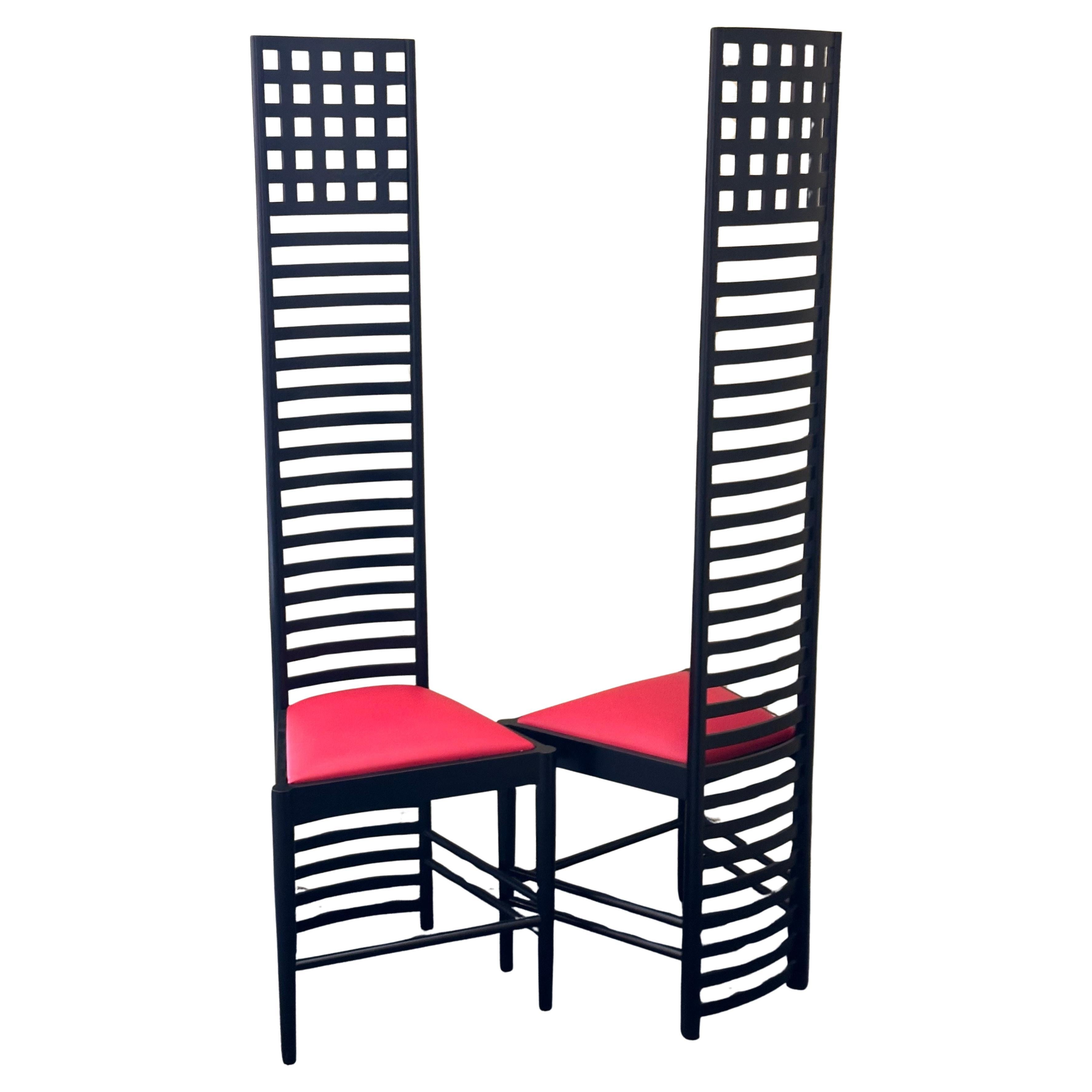 Striking Pair of Hill House Chairs Designed by Charles Mackintosh 13