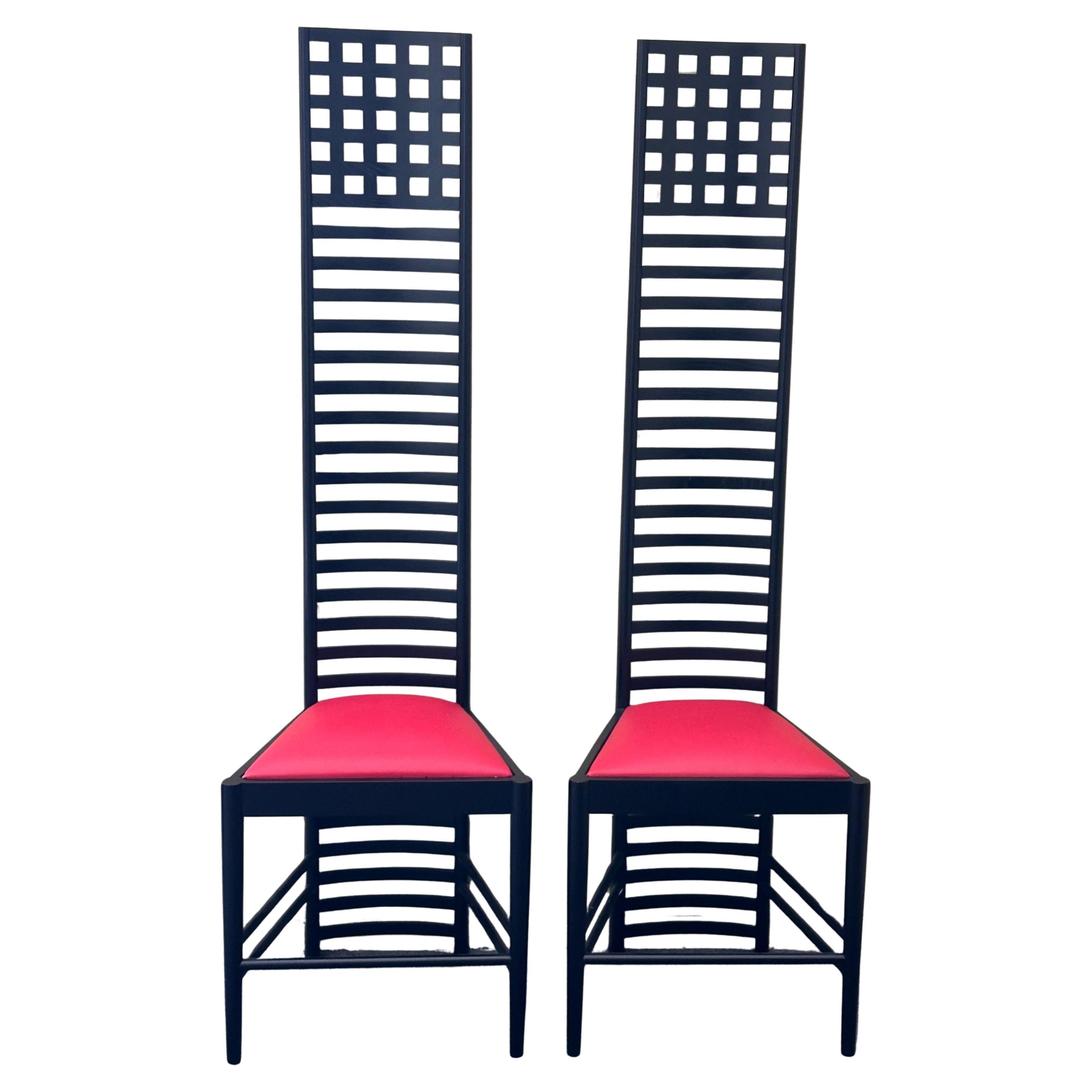 Mid-Century Modern Striking Pair of Hill House Chairs Designed by Charles Mackintosh