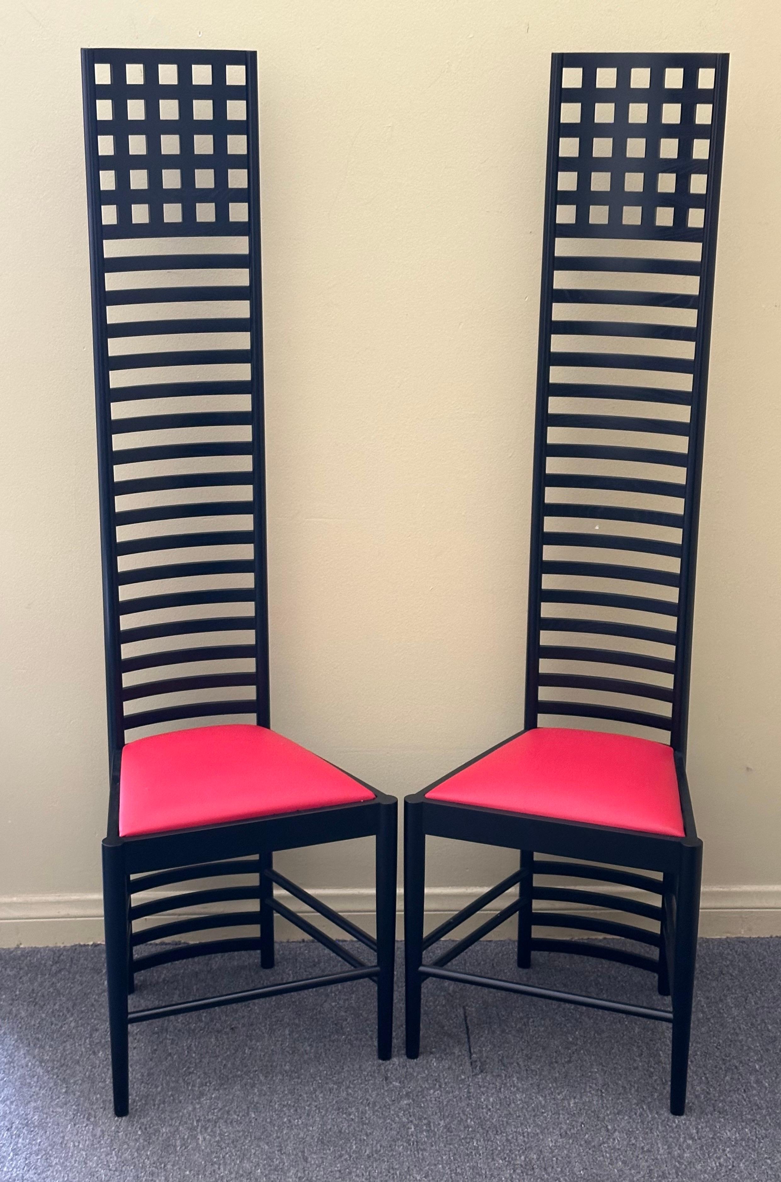 Striking Pair of Hill House Chairs Designed by Charles Mackintosh In Excellent Condition In San Diego, CA