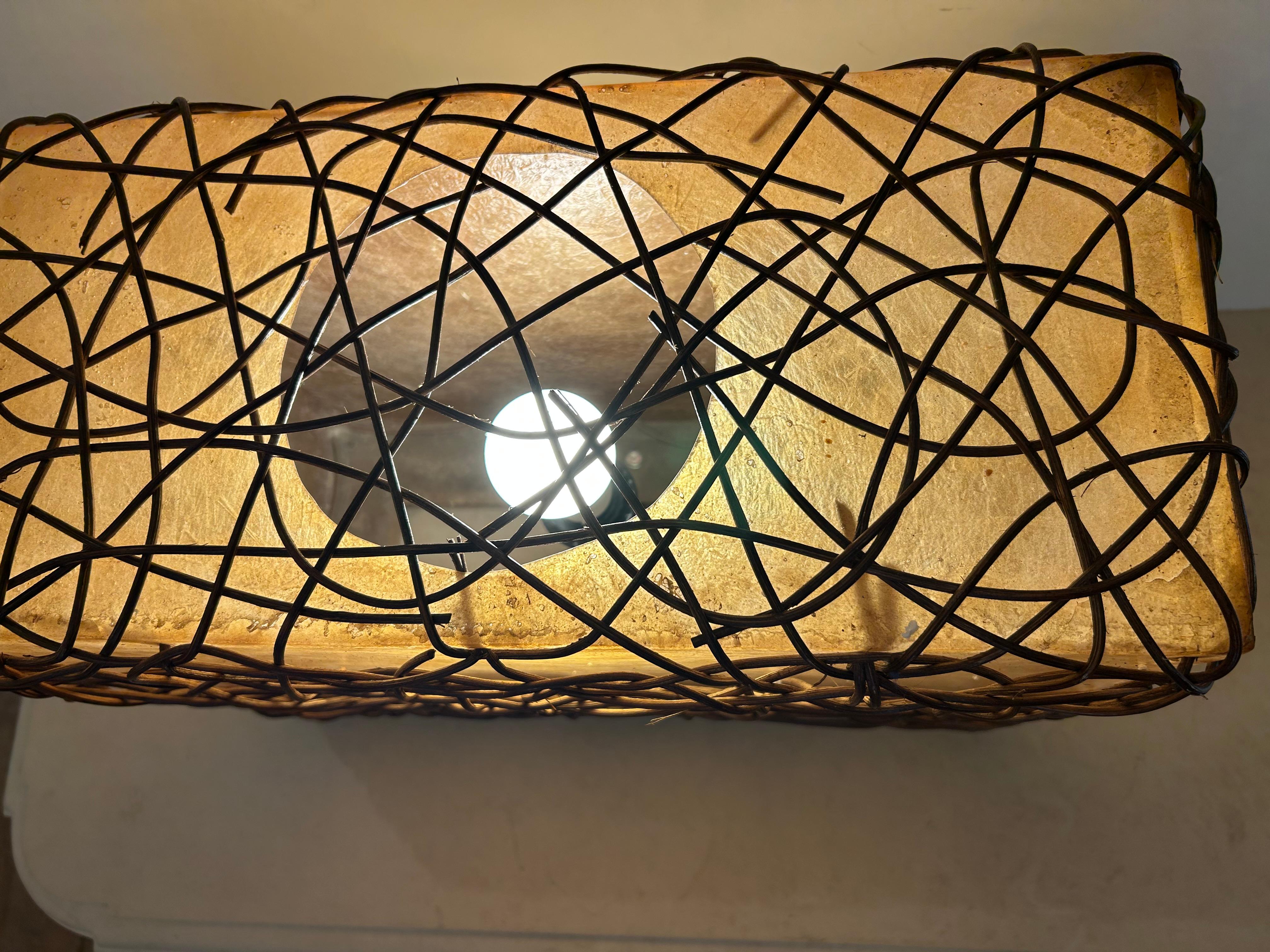 Striking Pair of Indonesian Tree Resin and Twig Organic Modern Lamps In Good Condition For Sale In Hopewell, NJ