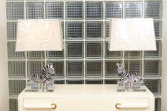 Striking Pair of Italian Zebra Sculptures, circa 1970, as Custom Lamps