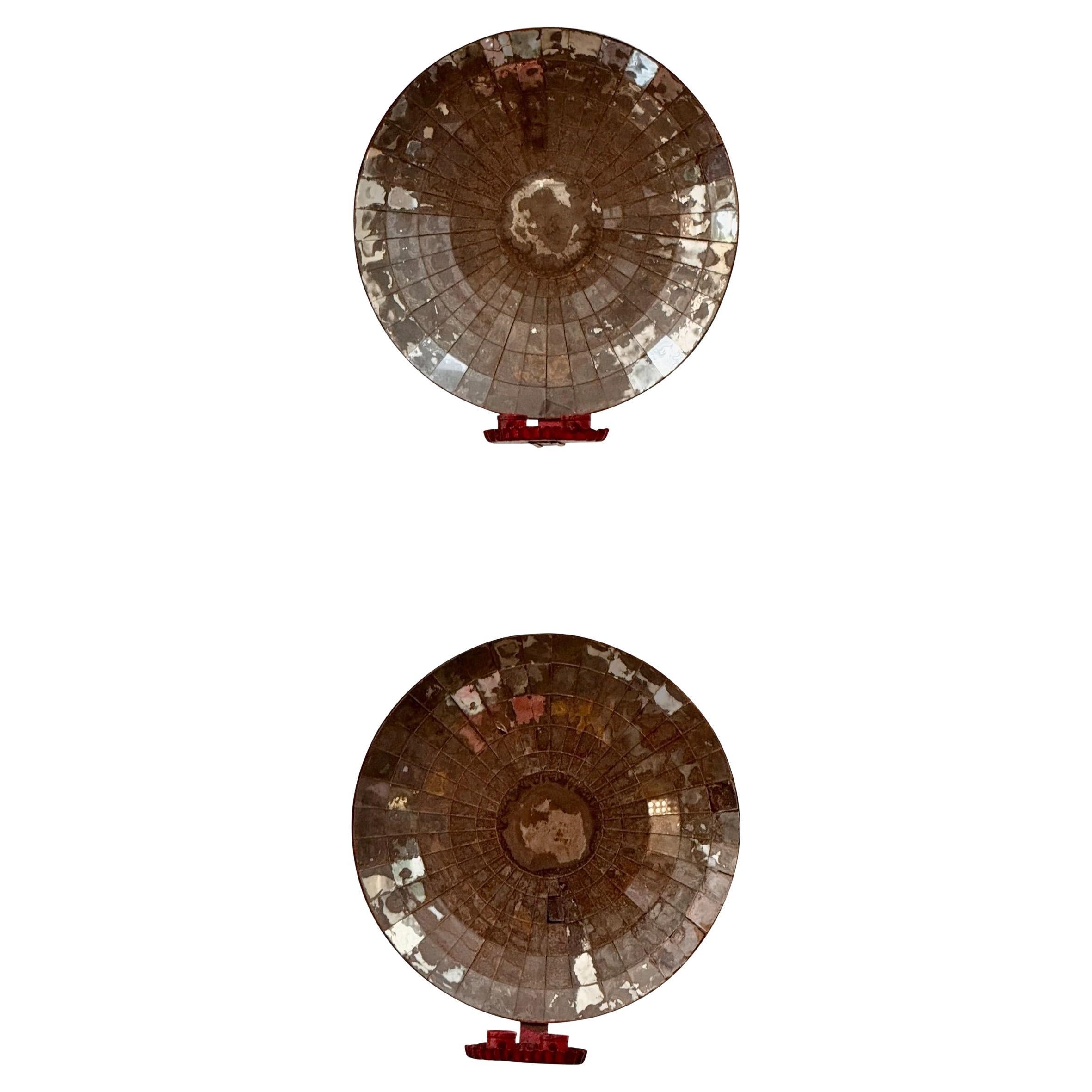 Striking pair of late 19th-century mirrored wall sconces For Sale