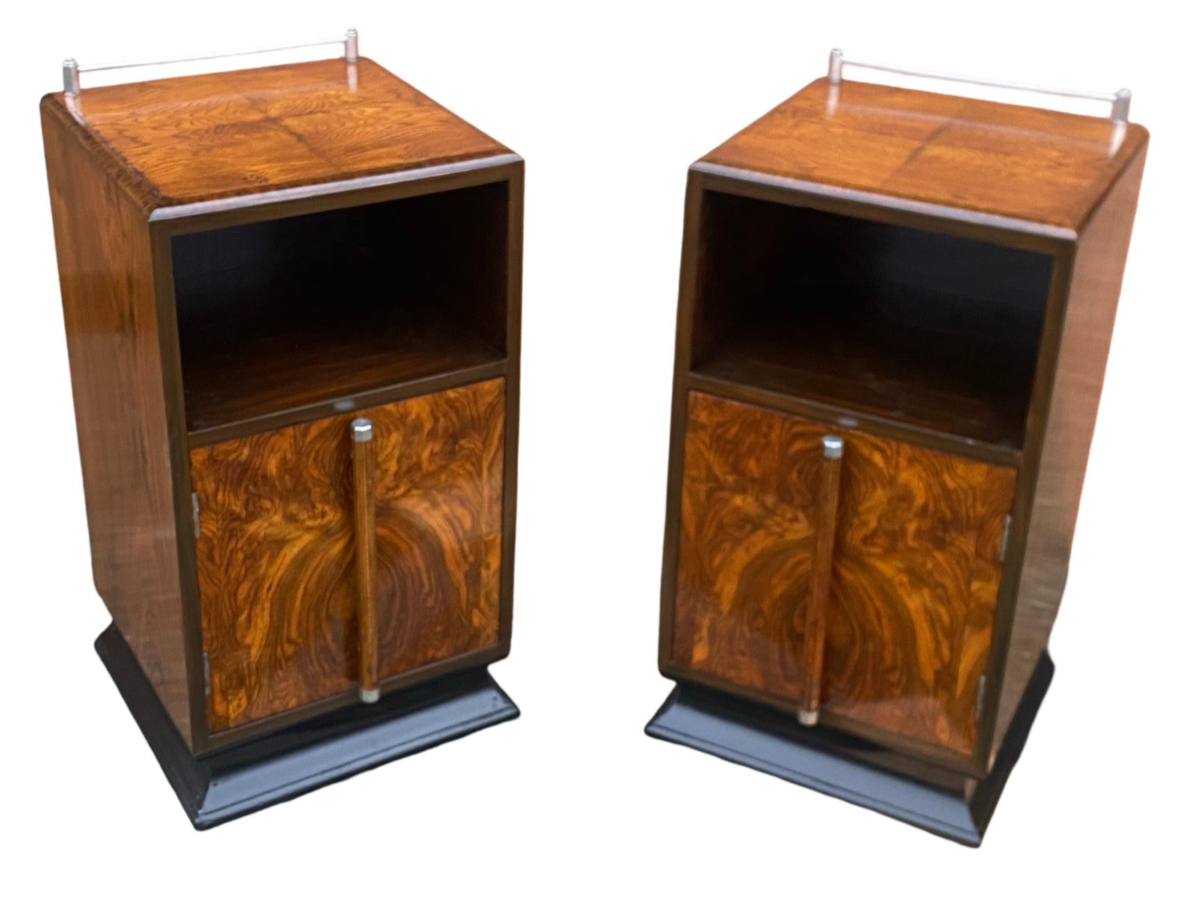 Striking pair of matching Art Deco Nightstands For Sale 5