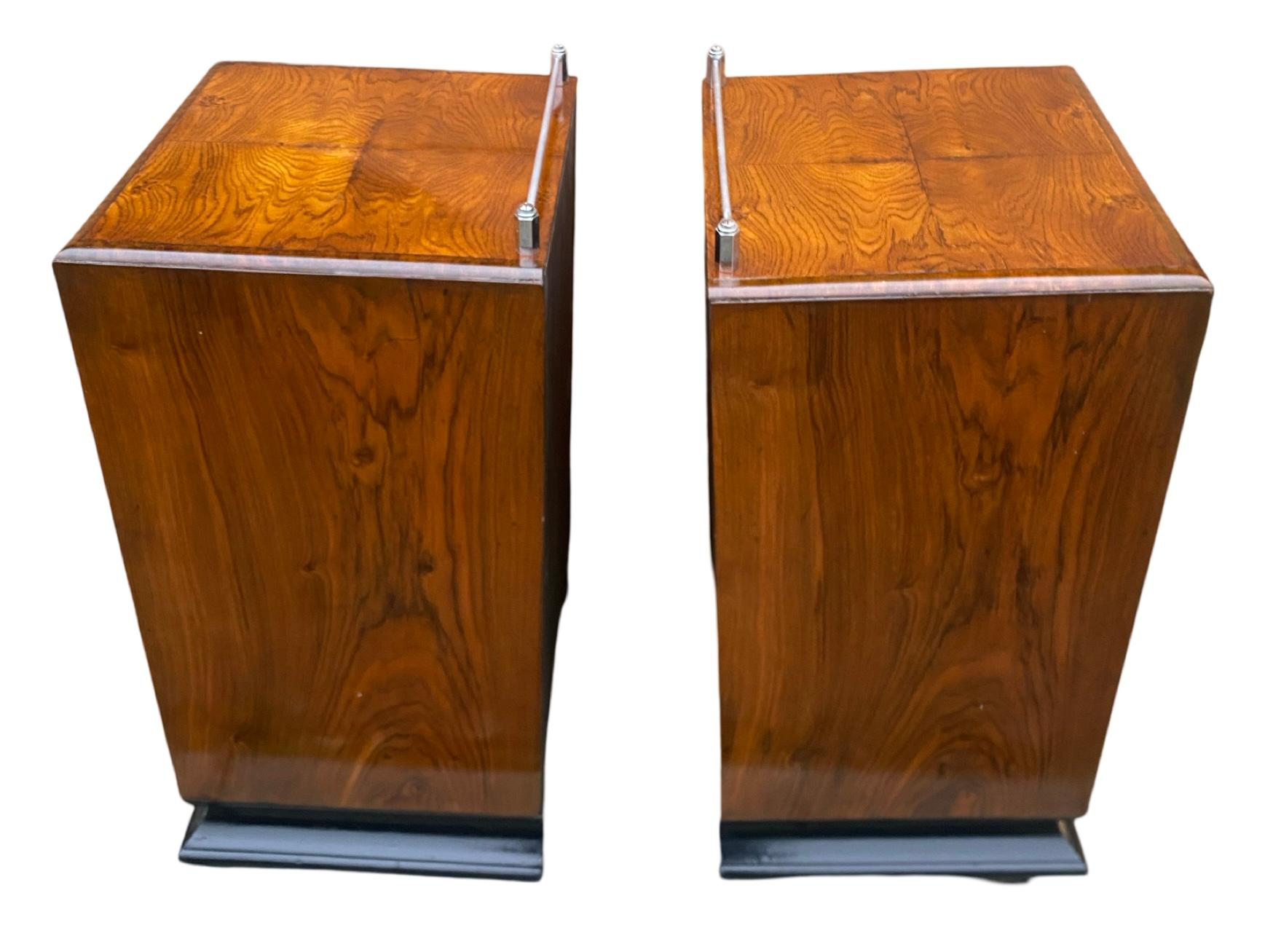 Striking pair of matching Art Deco Nightstands For Sale 6