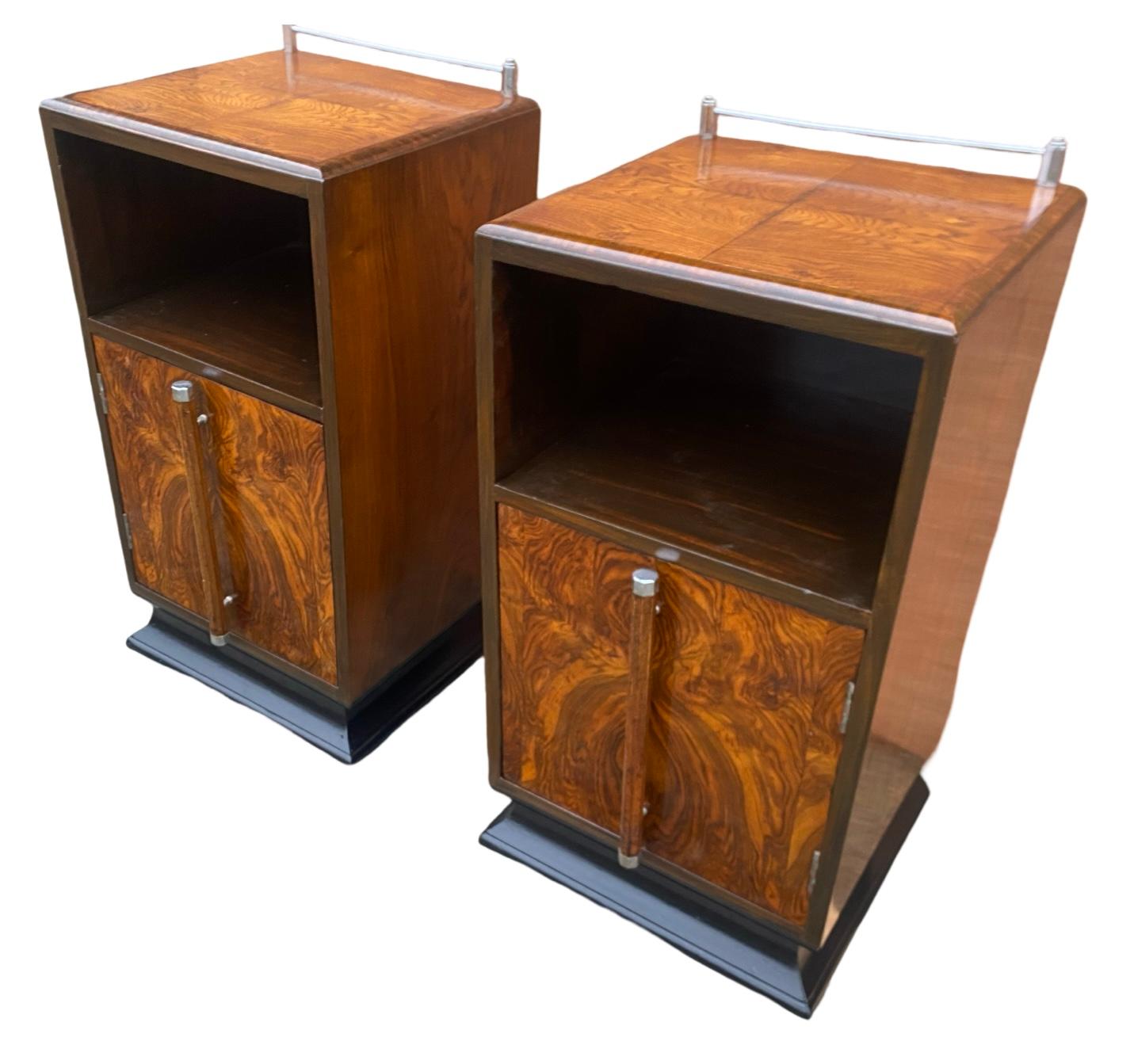 Striking pair of matching Art Deco Nightstands For Sale 10