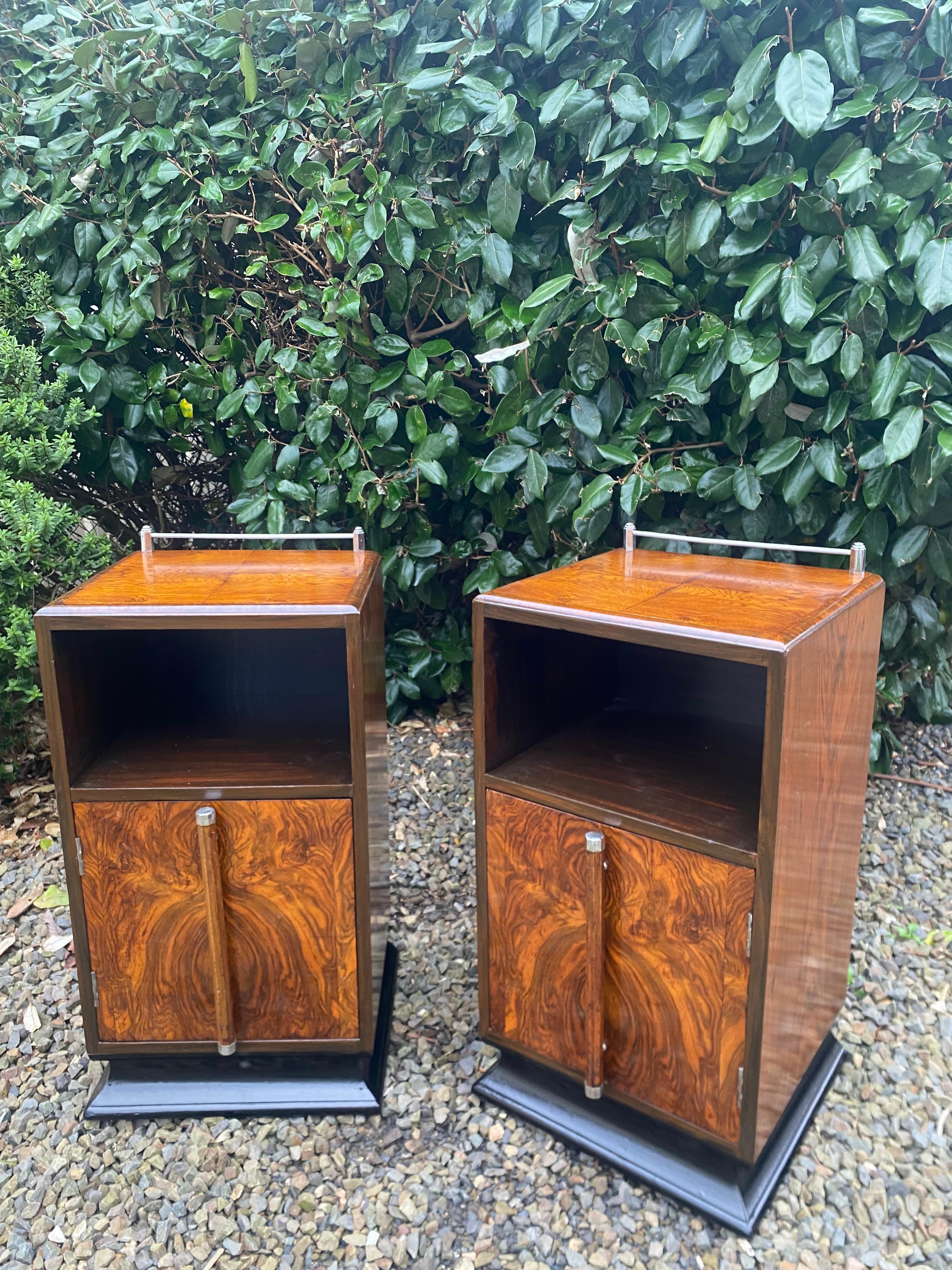 Striking pair of matching Art Deco Nightstands For Sale 13