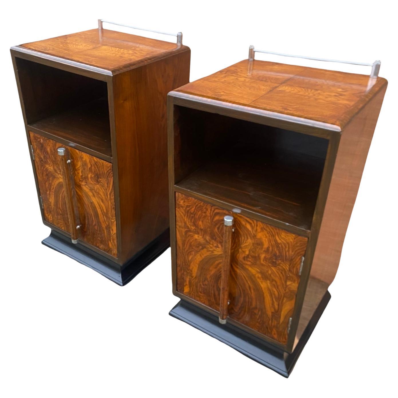 Striking pair of matching Art Deco Nightstands For Sale