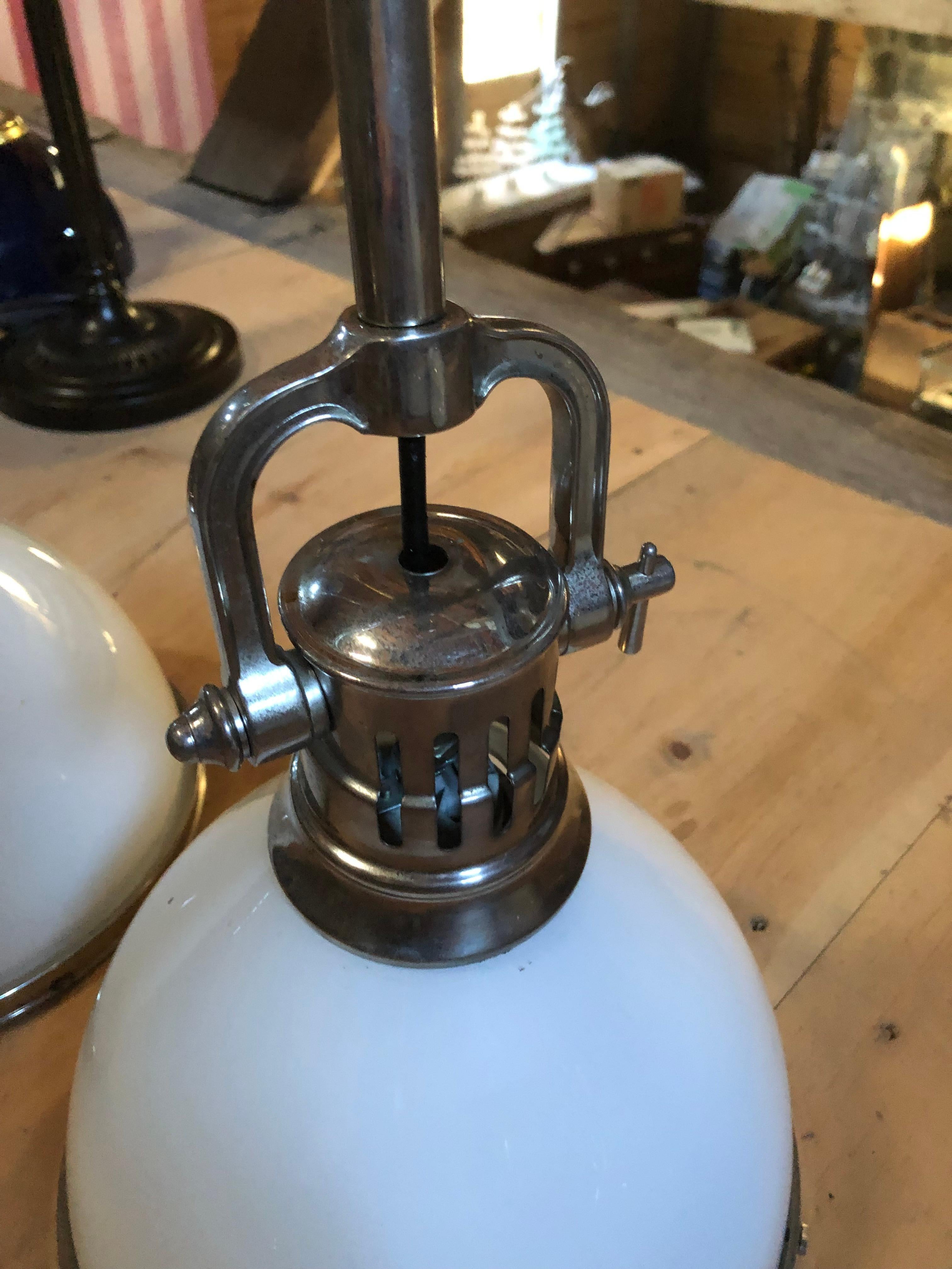 Striking Pair of Medium Sized Hudson Valley Lighting Industrial Pendants In Good Condition For Sale In Hopewell, NJ