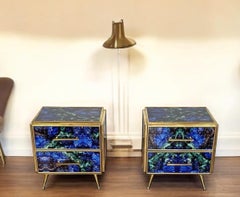 Striking Pair of Mid-Century style Blue Night Stands or Side Tables
