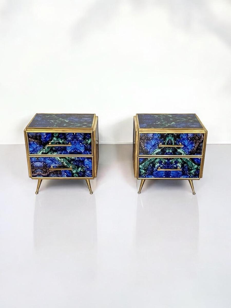 Italian Striking Pair of Mid-Century style Blue Night Stands or Side Tables For Sale