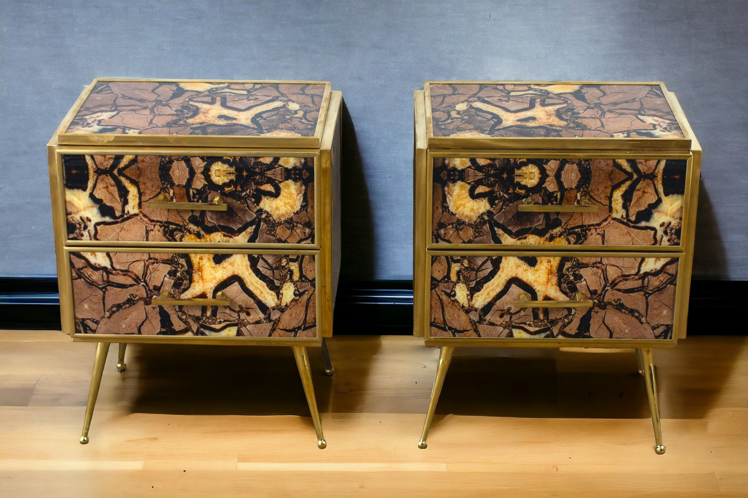 Pair of Mid Century style night stands or side tables with 