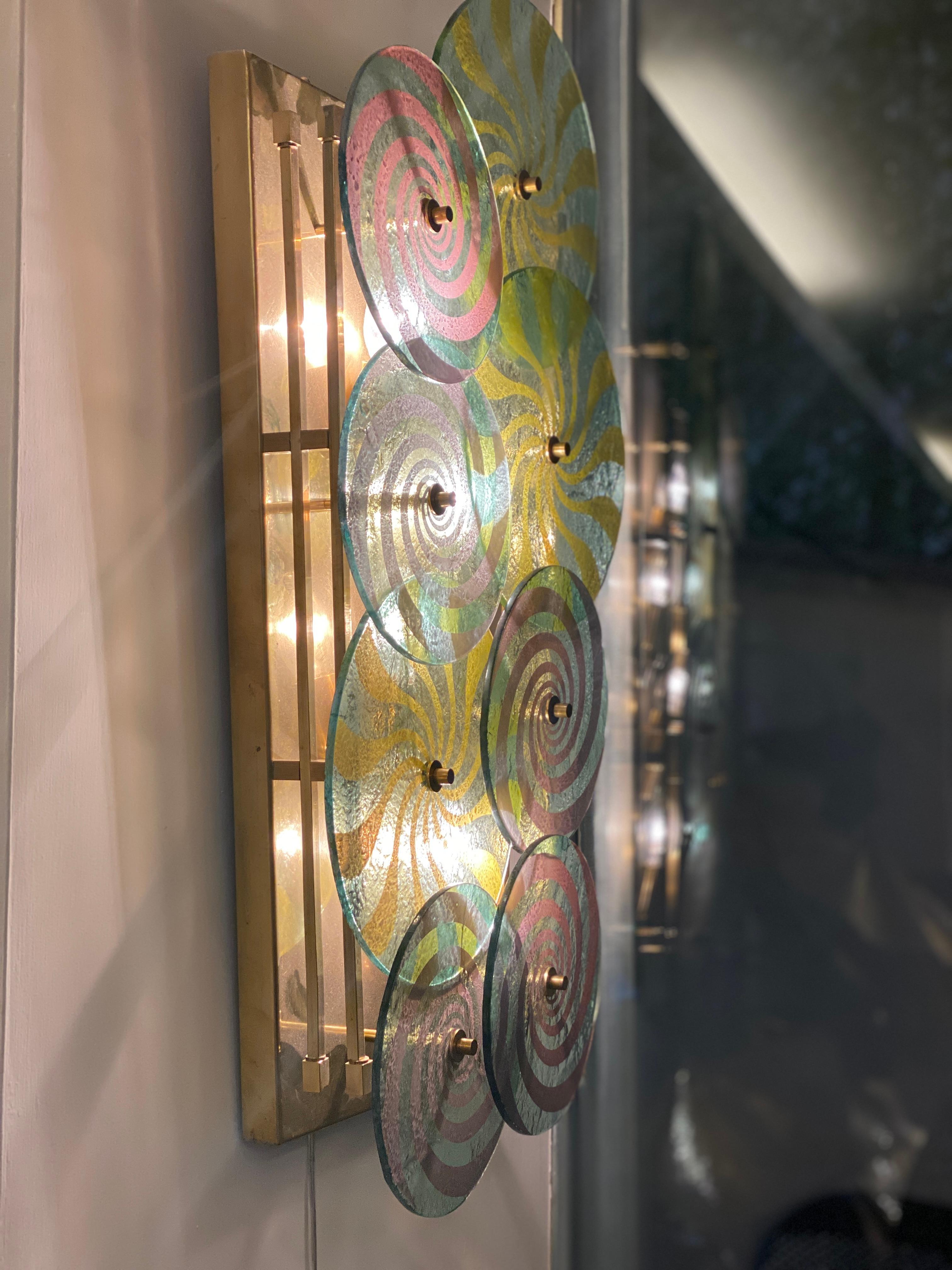 Auffallendes Paar moderner Murano-Glas-Wandleuchter oder Wandleuchten im Angebot 3