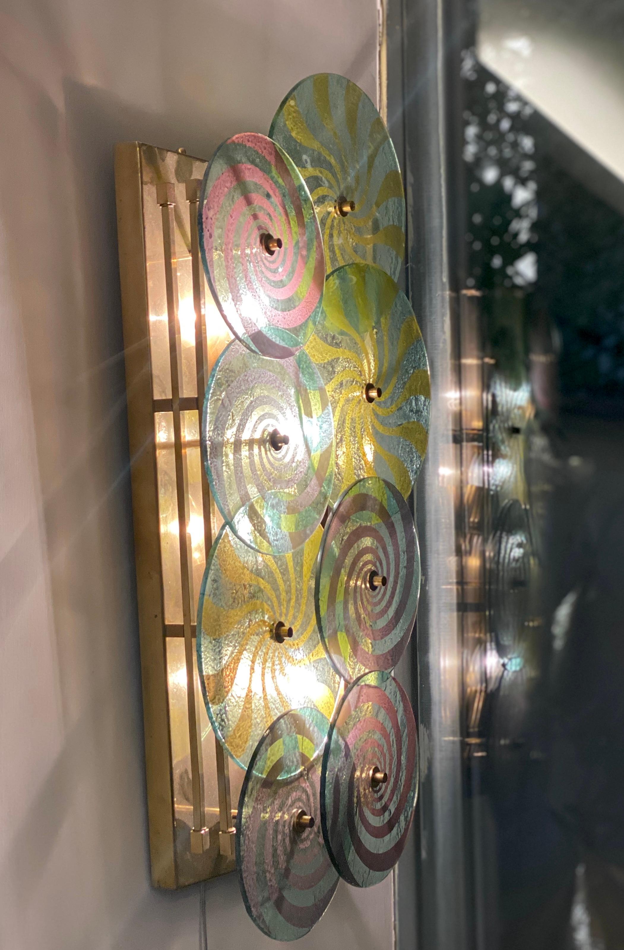 Auffallendes Paar moderner Murano-Glas-Wandleuchter oder Wandleuchten im Angebot 4