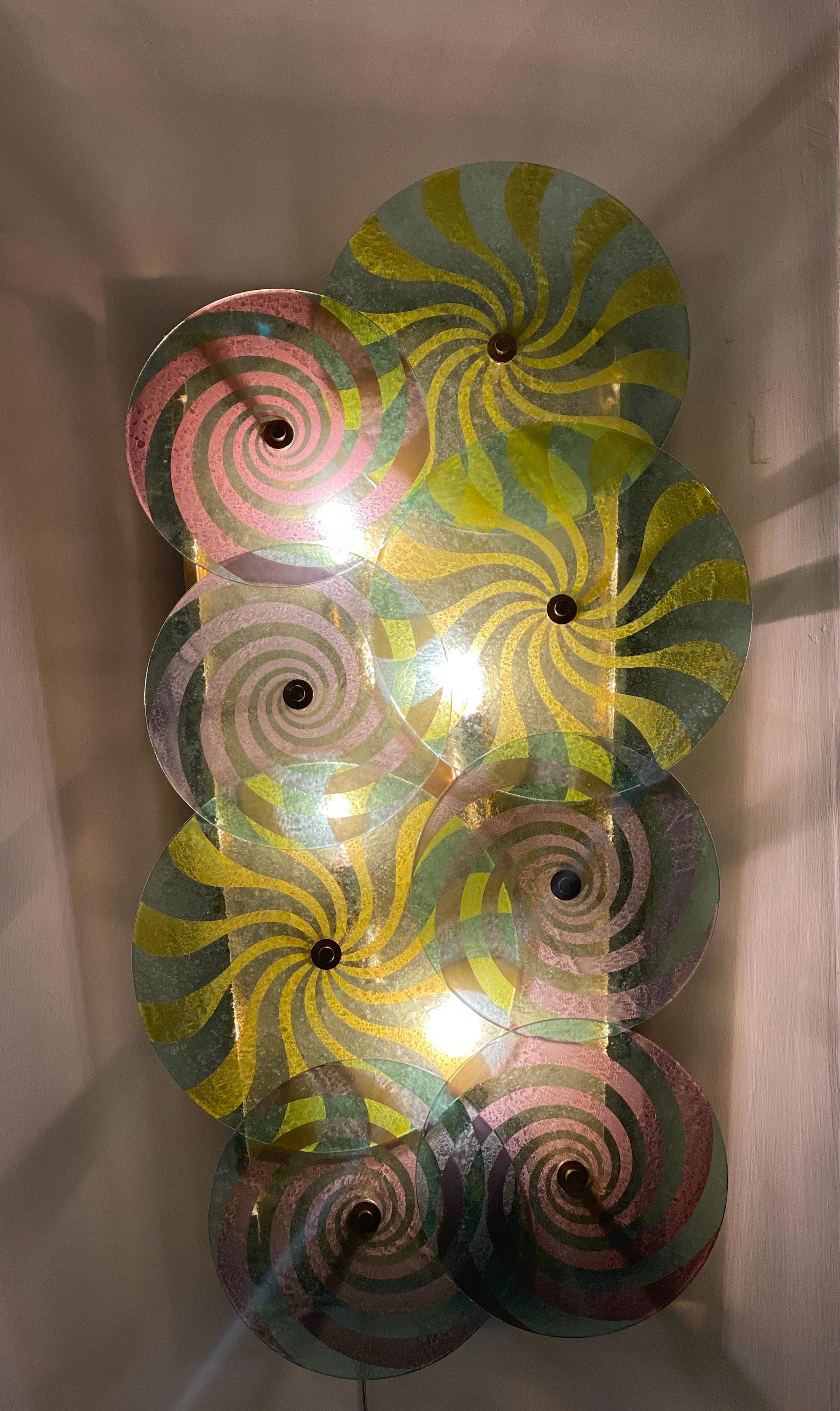 Auffallendes Paar moderner Murano-Glas-Wandleuchter oder Wandleuchten im Angebot 2