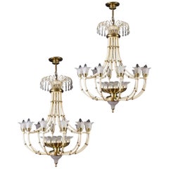 Striking Pair of Modern Italian Chandeliers by Banci Florence, 1970