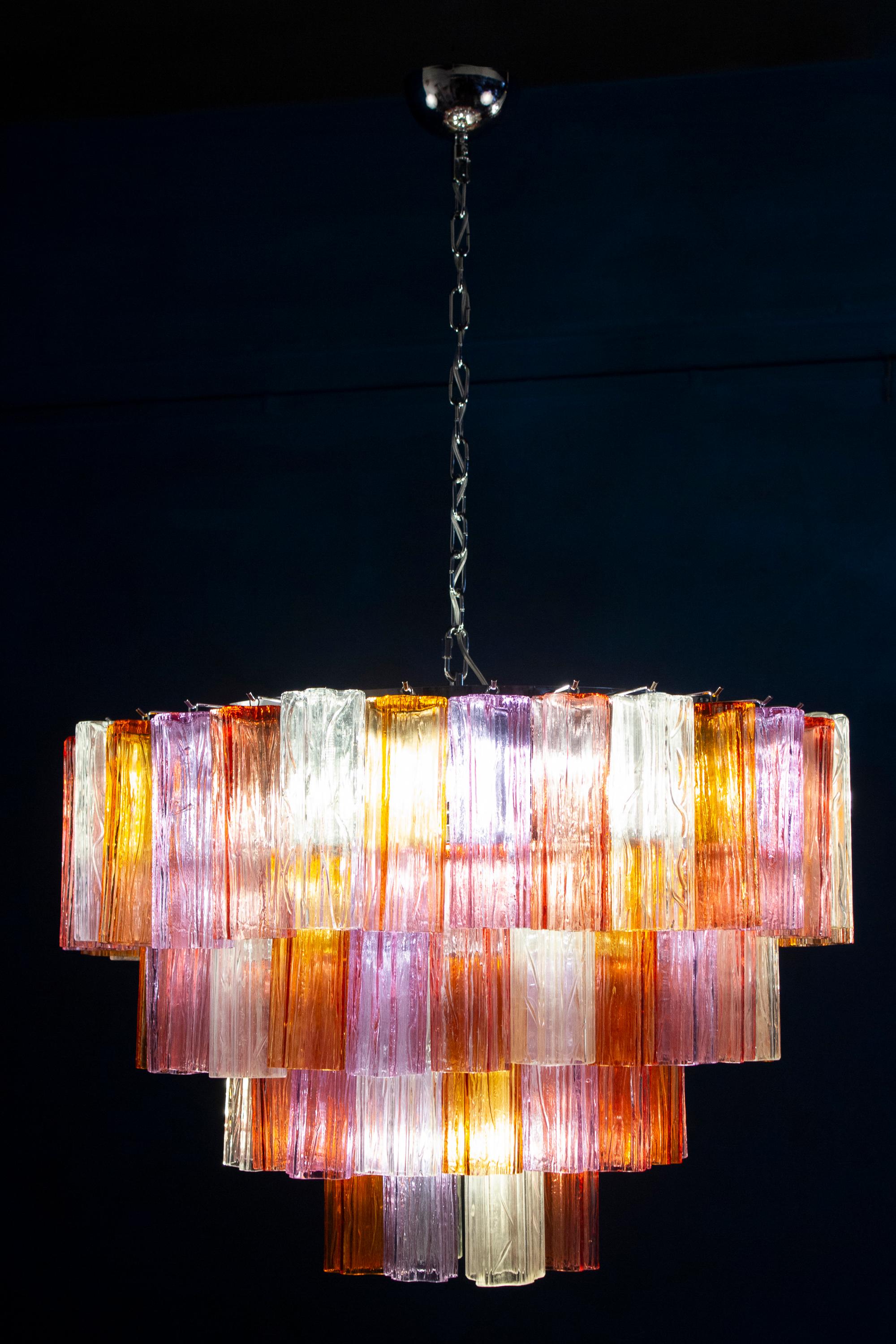 Coppia di lampadari moderni multicolore in vetro di Murano Tronchi in vendita 2