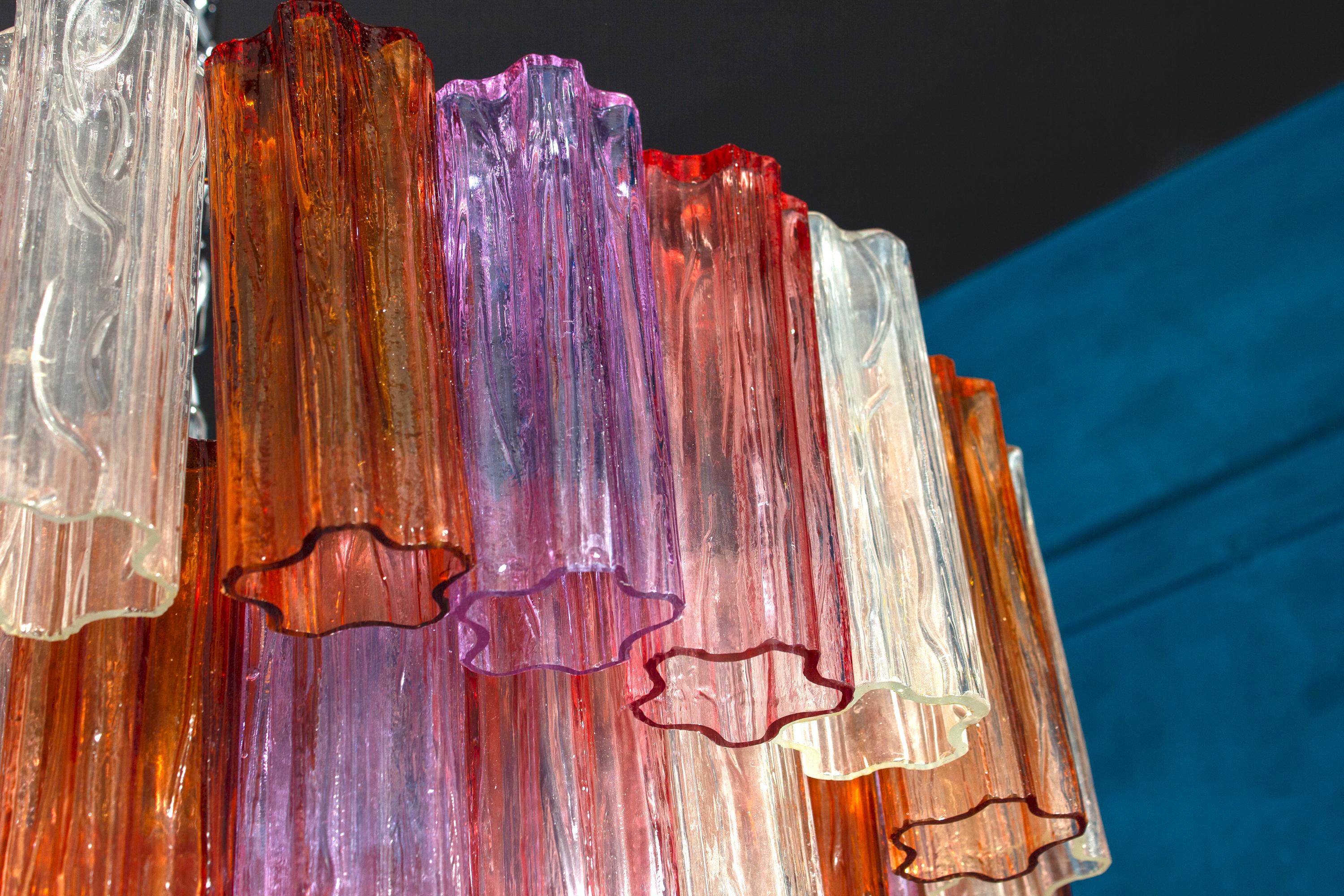Paire de lustres Tronchi modernes multicolores en verre de Murano en vente 2