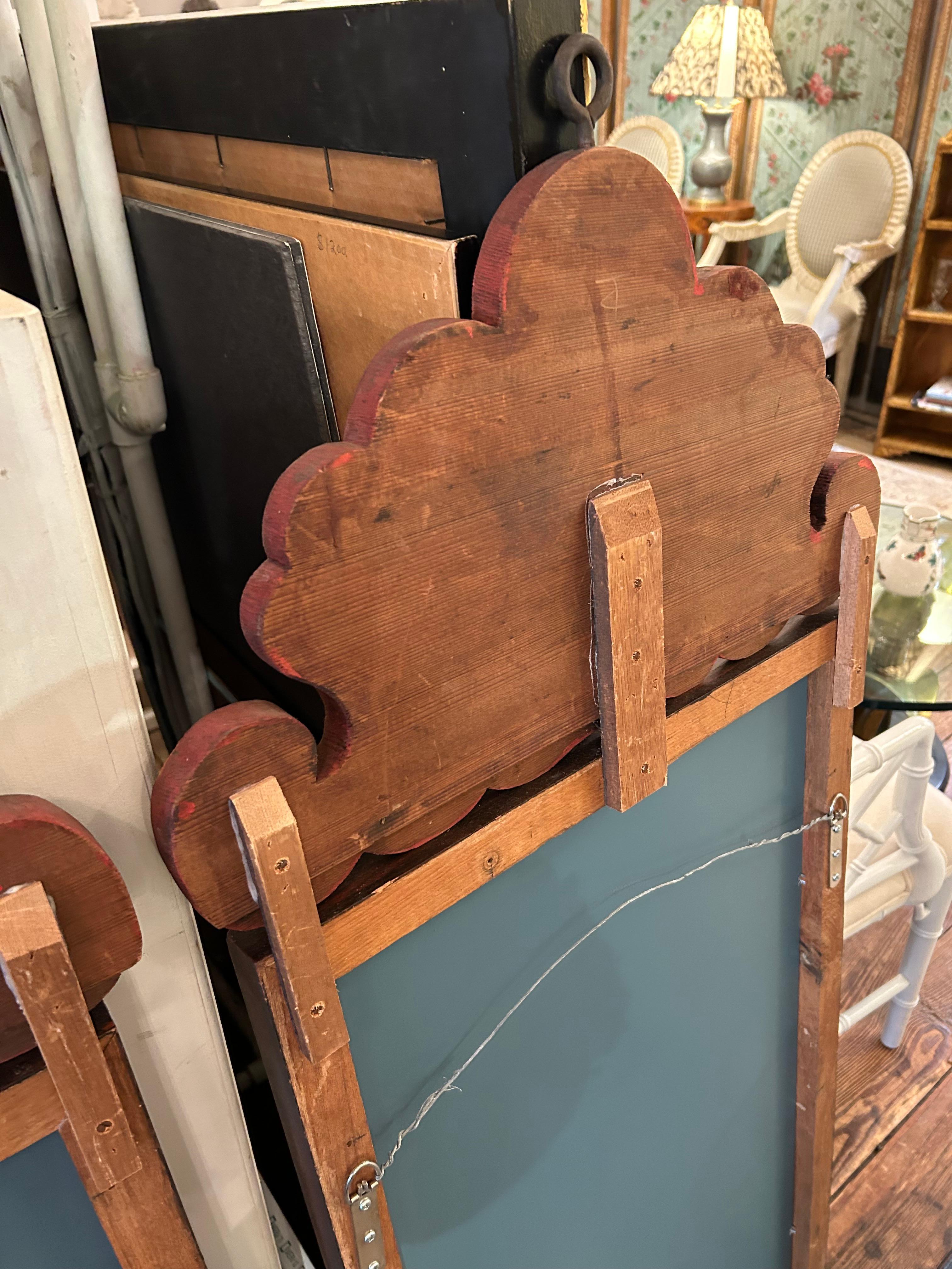 Paire de miroirs rectangulaires en bois vintage avec soleil levant japonais en vente 4