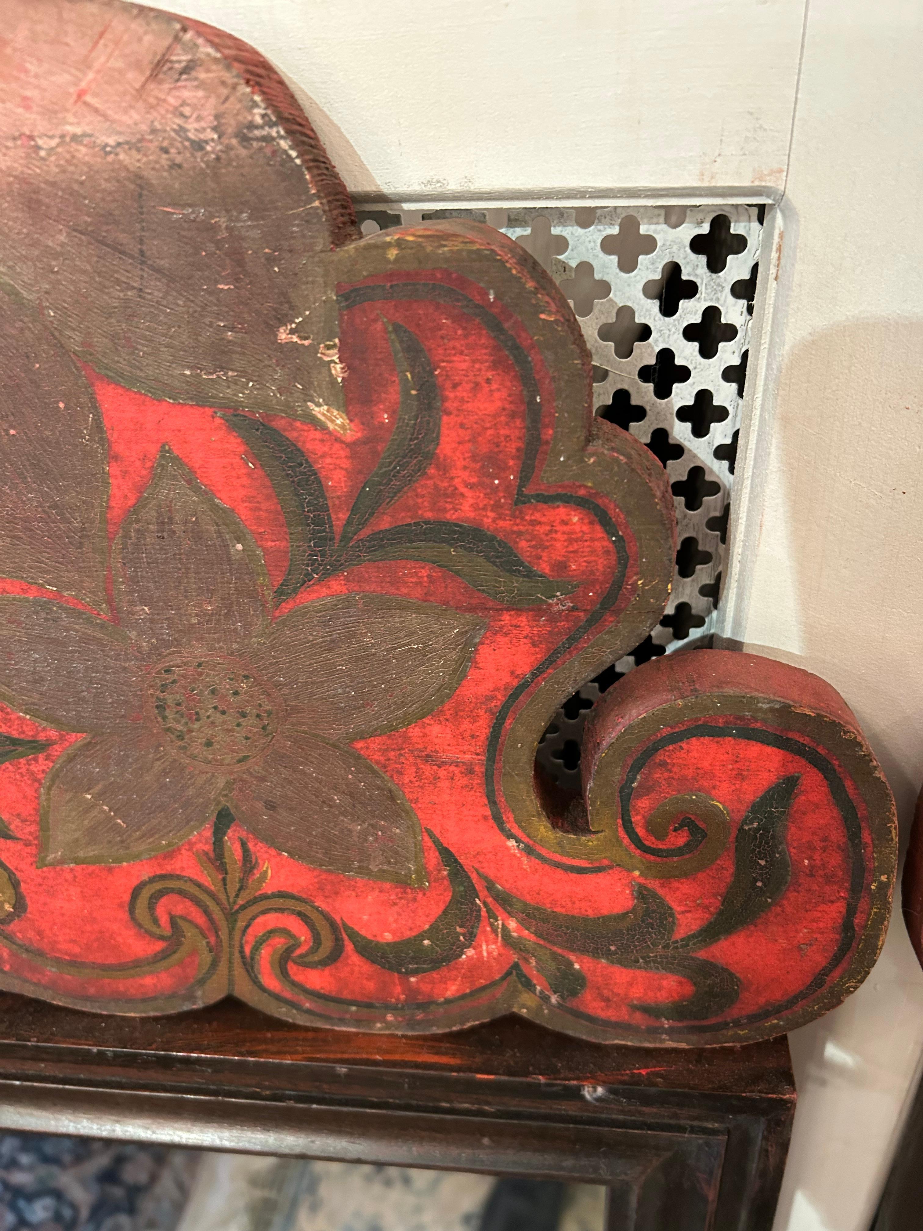 Milieu du XXe siècle Paire de miroirs rectangulaires en bois vintage avec soleil levant japonais en vente