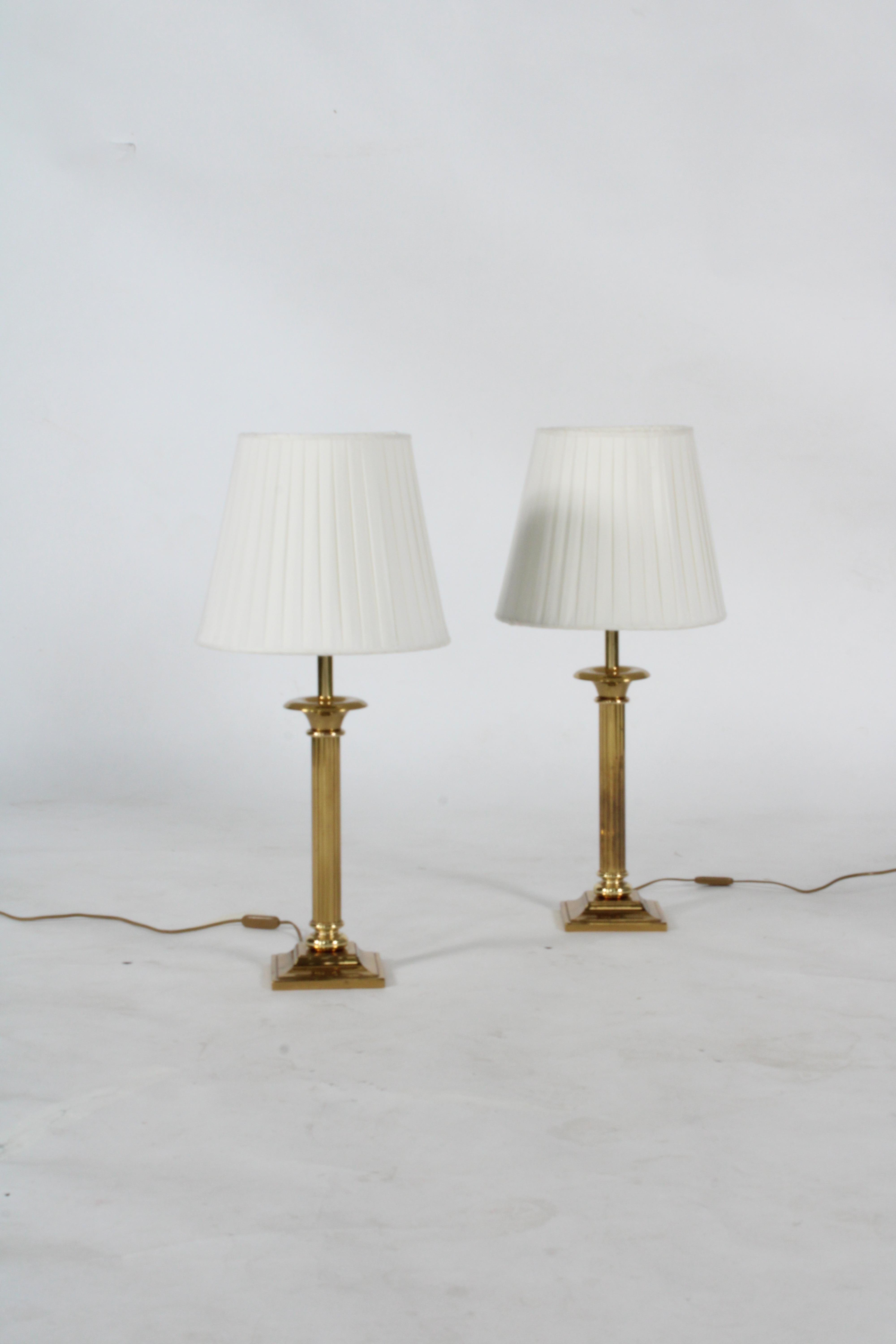 Striking pair of vintage brass plate column lamps  *Free Worldwide Delivery 6