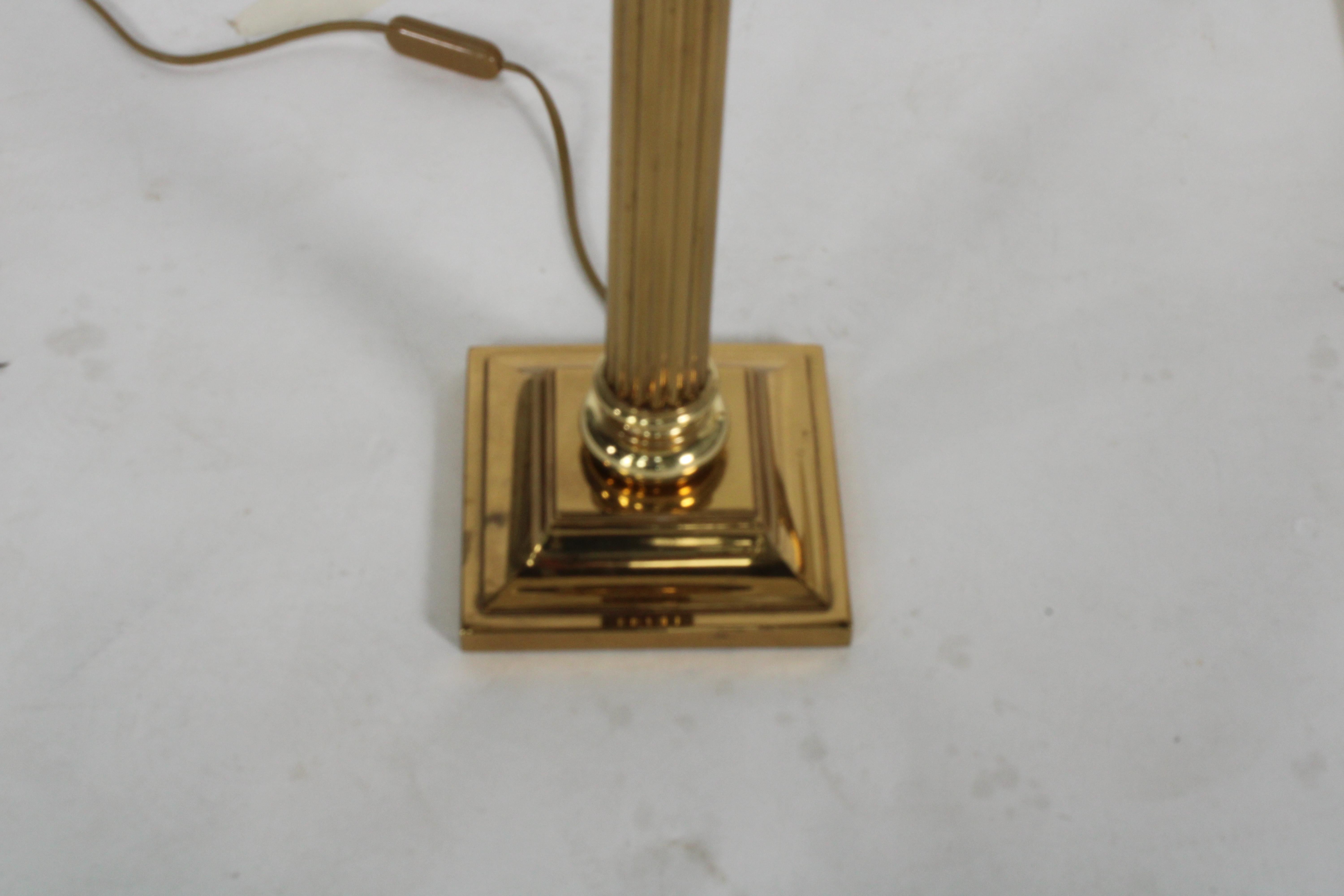 Striking pair of vintage brass plate column lamps  *Free Worldwide Delivery 7
