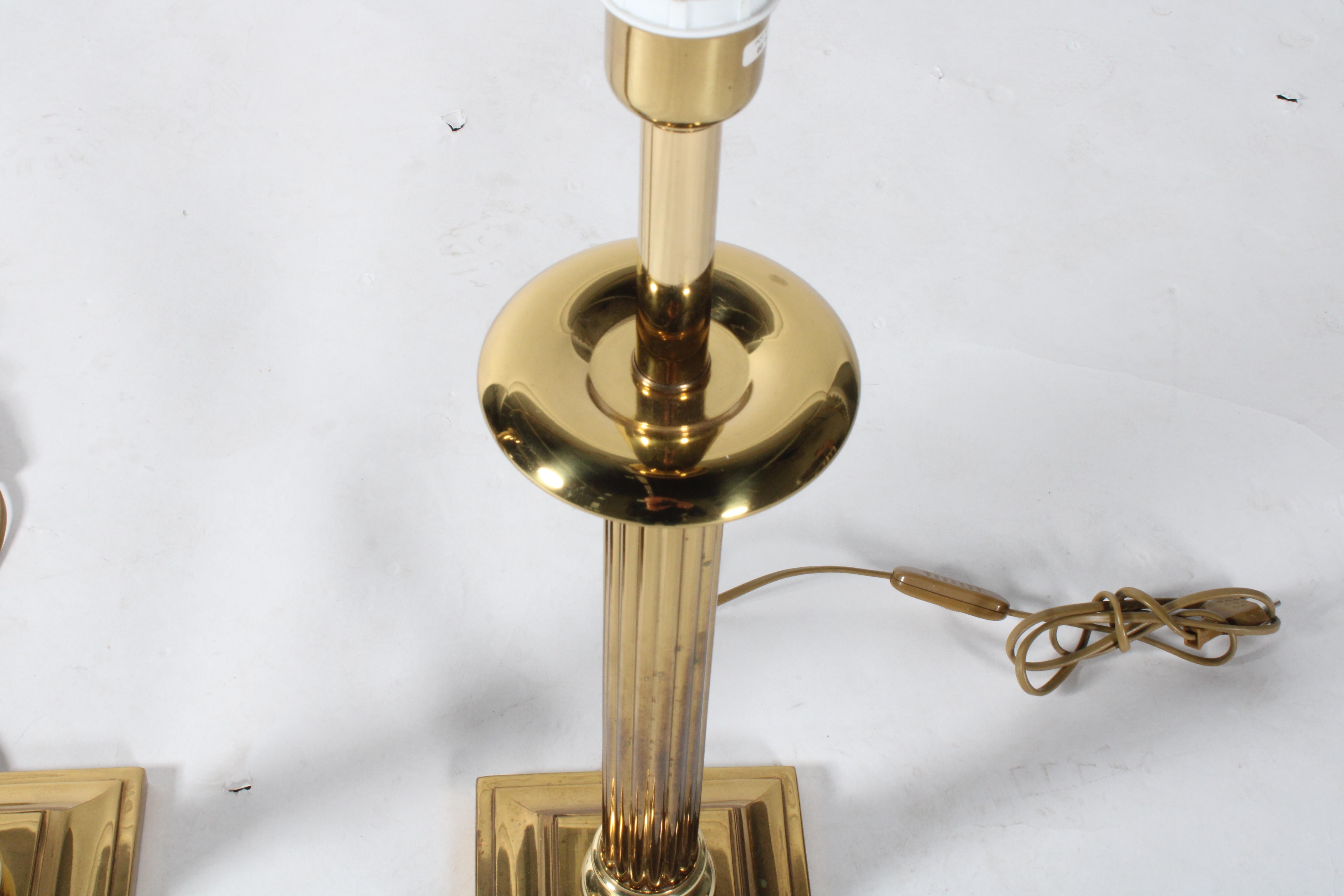 Late 20th Century Striking pair of vintage brass plate column lamps  *Free Worldwide Delivery