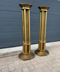 Striking Pair Top Quality Made Brass Pedestal Flower, Plant or Sculpture Stands