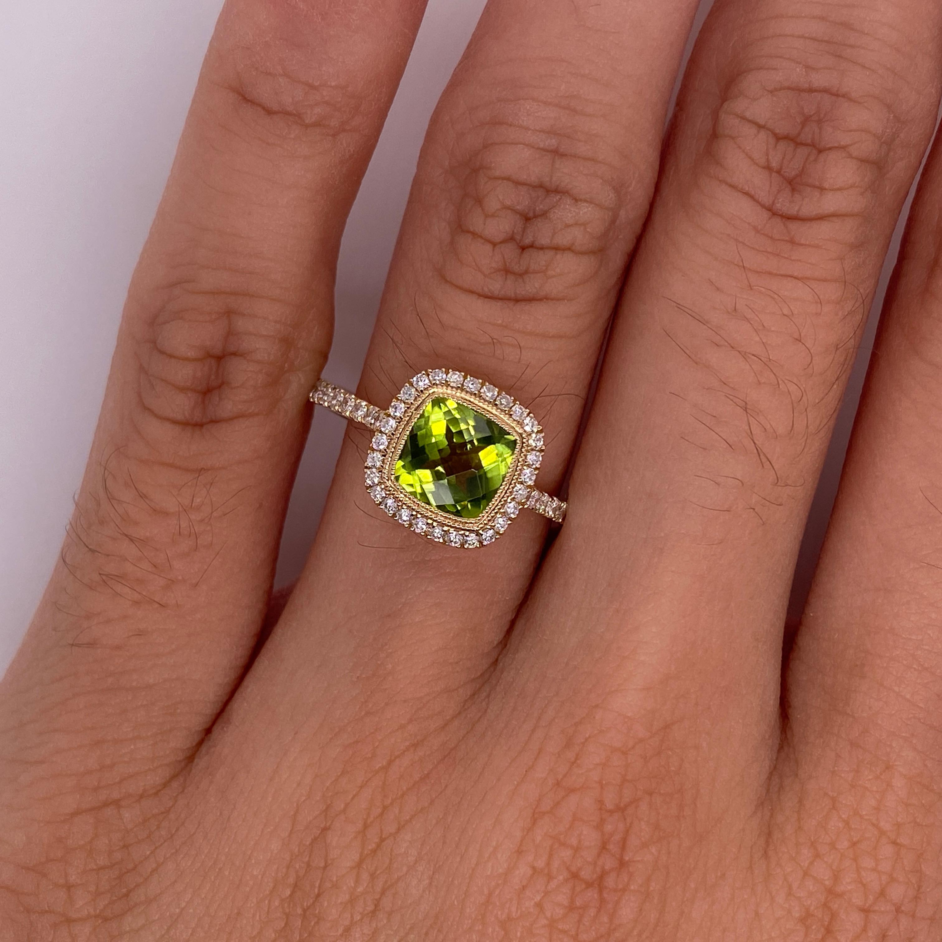 diamond ring with peridot accent