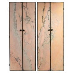 Puertas dobles de mármol rosa llamativo 2 Conjuntos