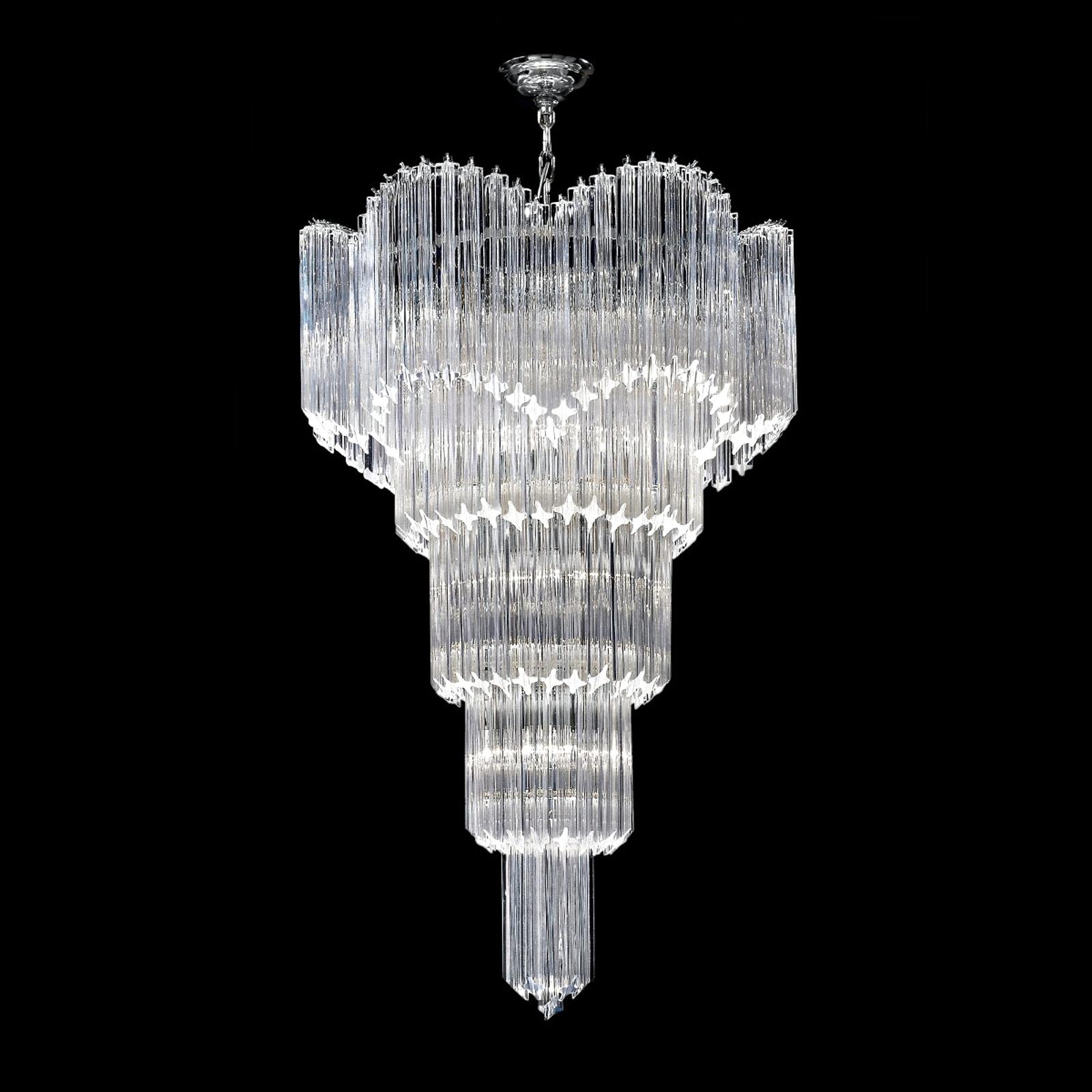 Lampadario a prisma di cristallo Triedi a più livelli, di colore rosa intenso in vendita 5