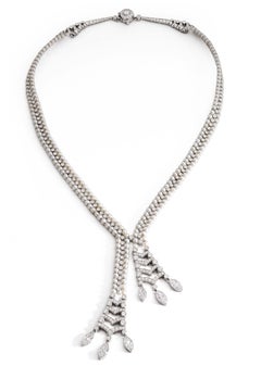Striking Platinum and Keshi Pearl and Diamond Necklace