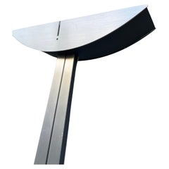 Striking Polished Stainless Steel Torchiere Floor Lamp Designed by Sonneman