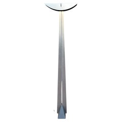 Striking Polished Stainless Steel Torchiere Floor Lamp Designed by Sonneman