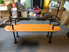 Striking Postmodern High Style Designer Leather Bench by Cy Mann