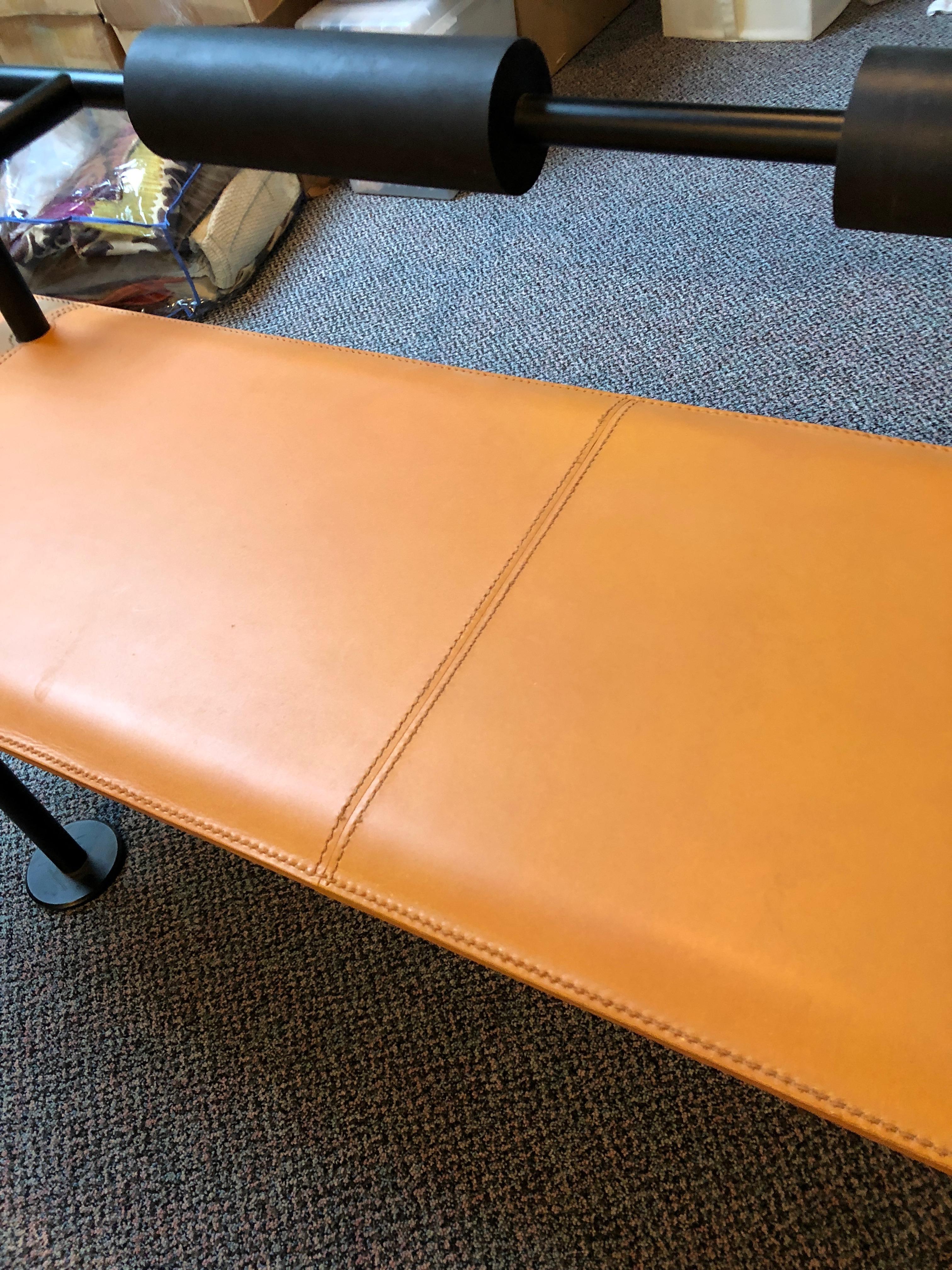 Striking Postmodern High Style Designer Leather Bench by Cy Mann In Good Condition In Hopewell, NJ