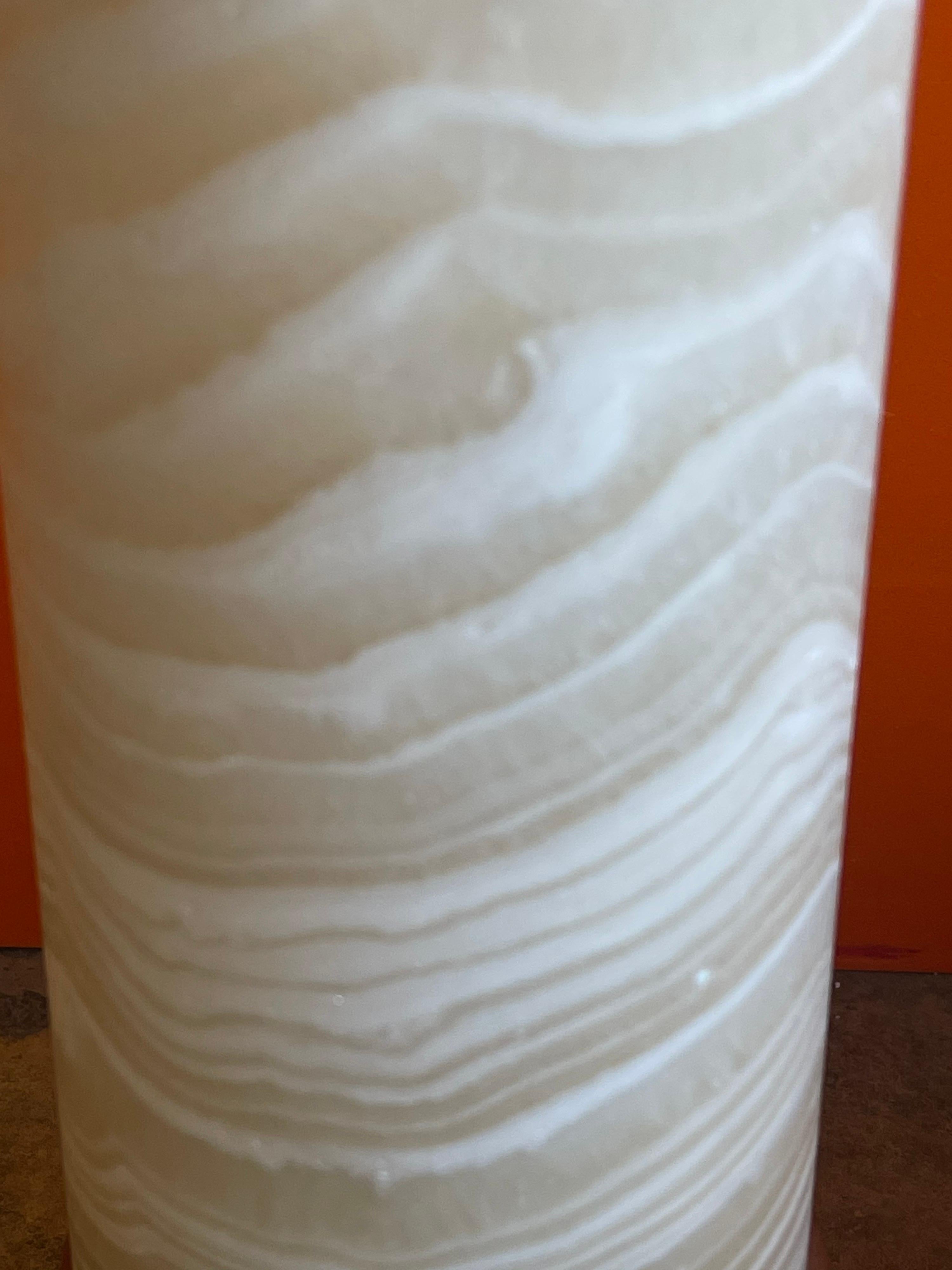 Striking Postmodern Travertine & Teak Column Table Lamp  For Sale 4