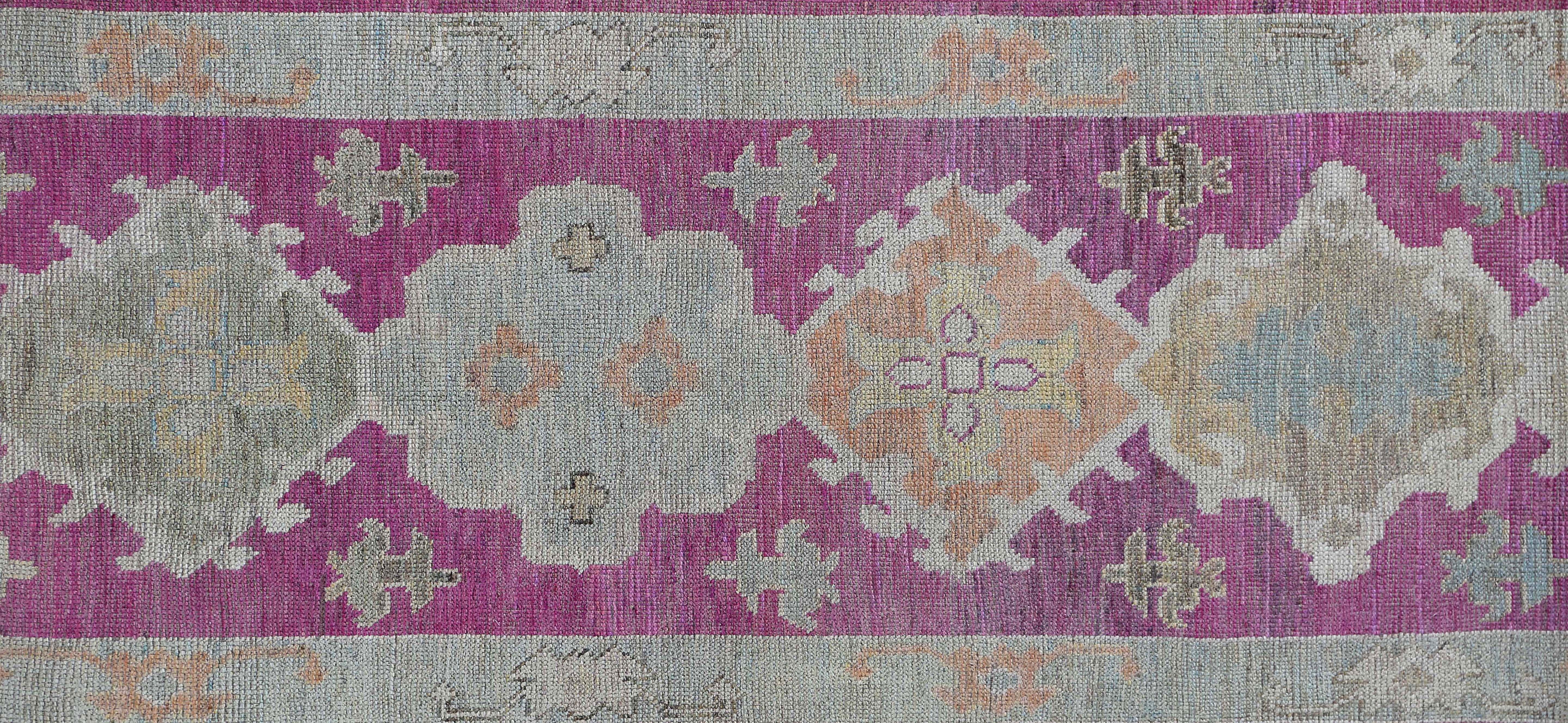 Introducing our stunning 3.4'' x 13.7'' Purple Backed Runner, handcrafted from premium quality wool to provide a durable and luxurious underfoot experience.

This runner features a bold and striking purple background that beautifully complements