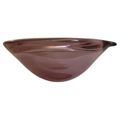 Striking Purple Thick Mouth Blown Glass Centerpiece Bowl by Murano Glass