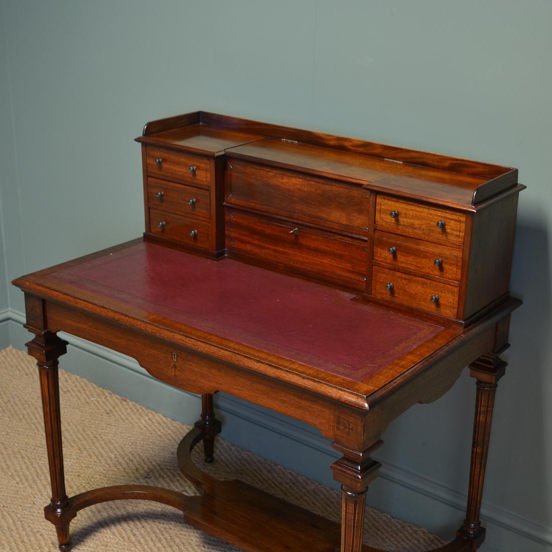 Late 19th Century Striking Quality Victorian Mahogany Bonheur Du Jour Writing Desk
