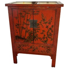 Mobile laccato rosso antico Chinoiserie di grande effetto