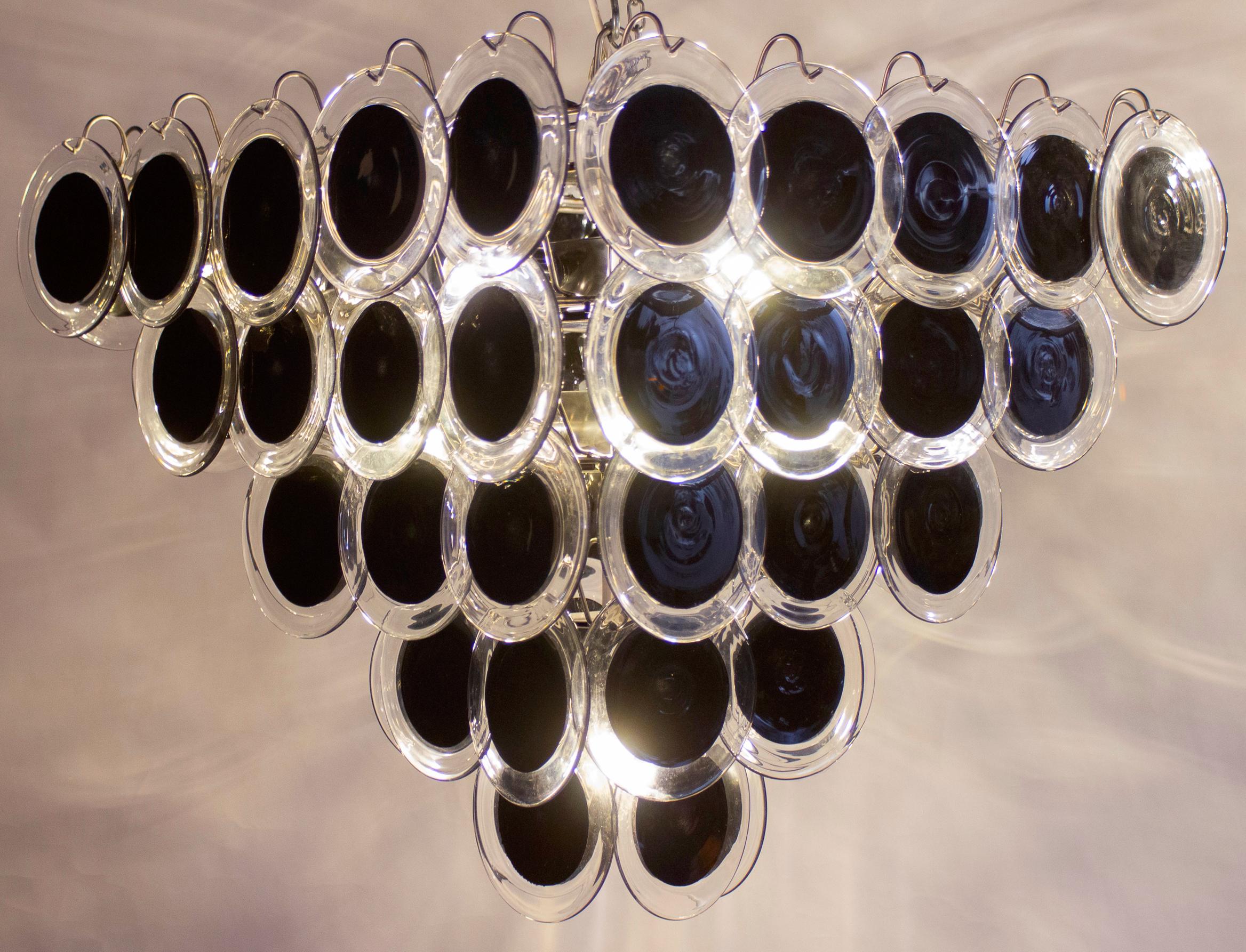 Striking Red Disc Murano Chandelier For Sale 5