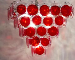 Striking Red Disc Murano Chandelier