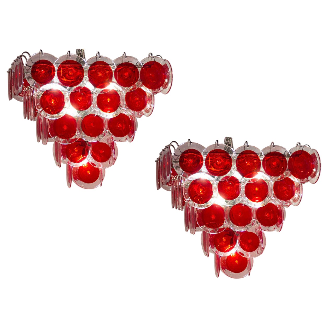 Striking Red Disc Murano Chandelier