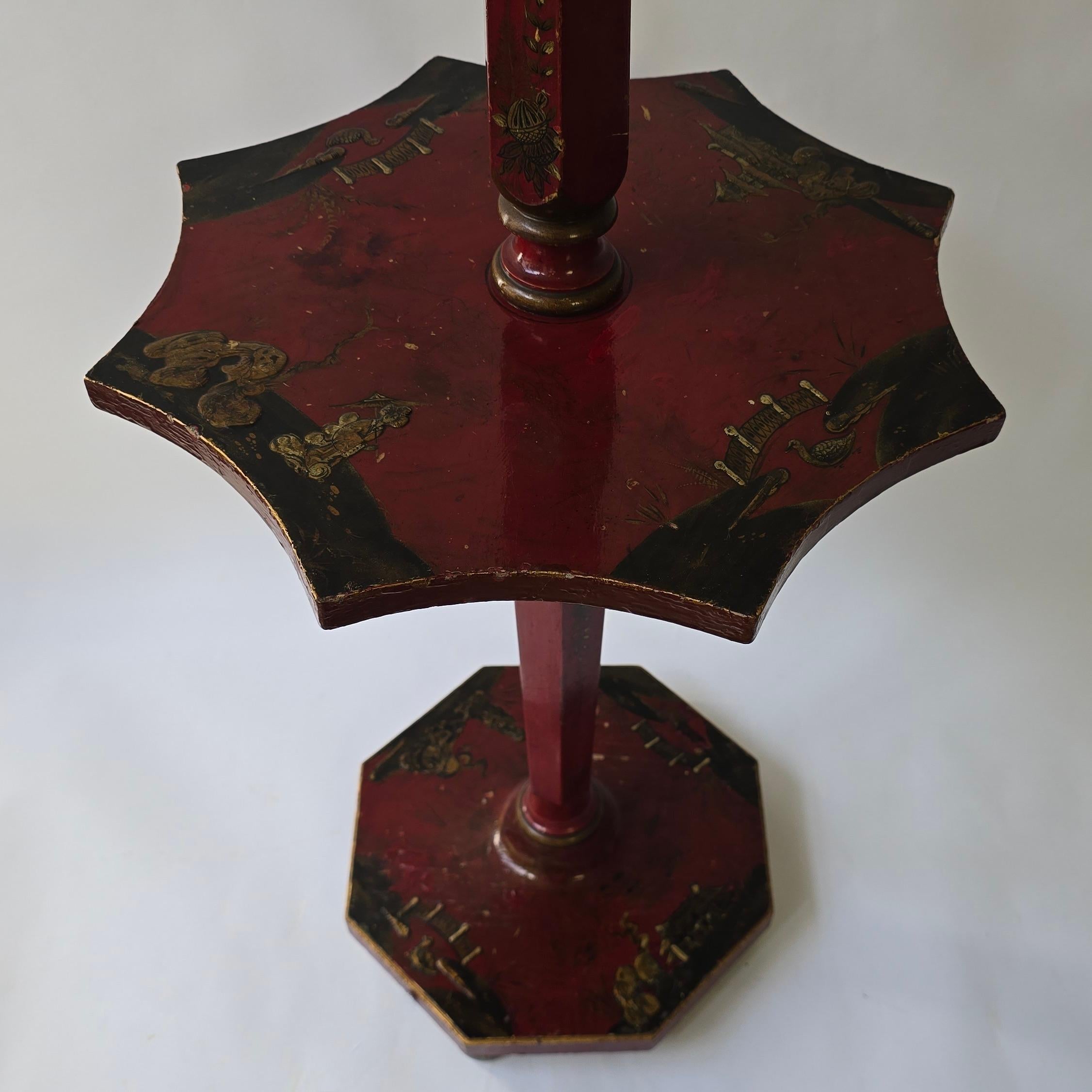 Lampada da terra con tavolo Chinoiserie laccato rosso, Francia, 1920-1940 ca. in vendita 6